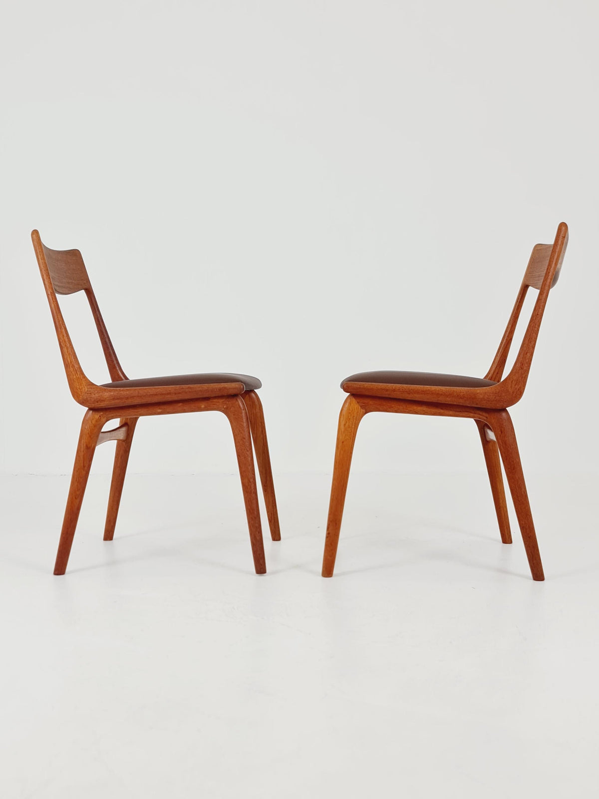 Mid Century Danish Teak Dining Chairs BY E.christensen for Slagelse Boomerang chair ,1960s model 370 Set of 2