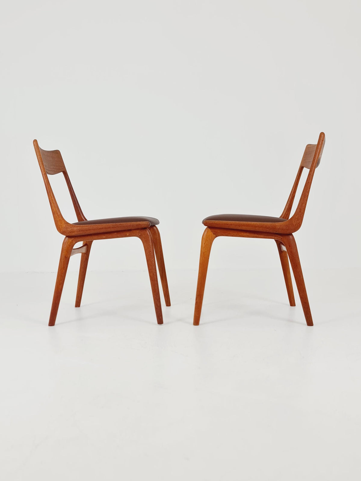 Mid Century Danish Teak Dining Chairs BY E.christensen for Slagelse Boomerang chair ,1960s model 370 Set of 2
