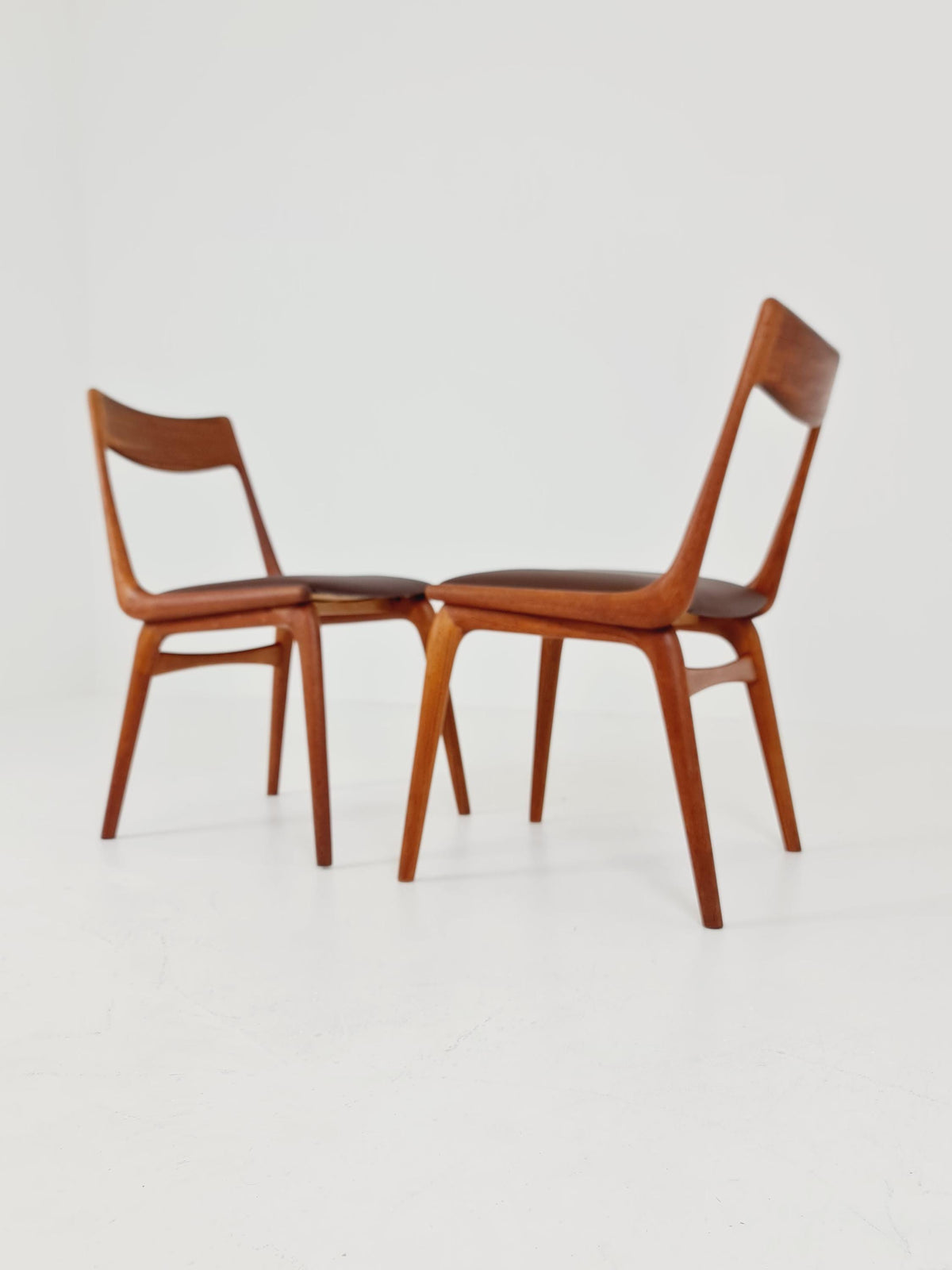 Mid Century Danish Teak Dining Chairs BY E.christensen for Slagelse Boomerang chair ,1960s model 370 Set of 2