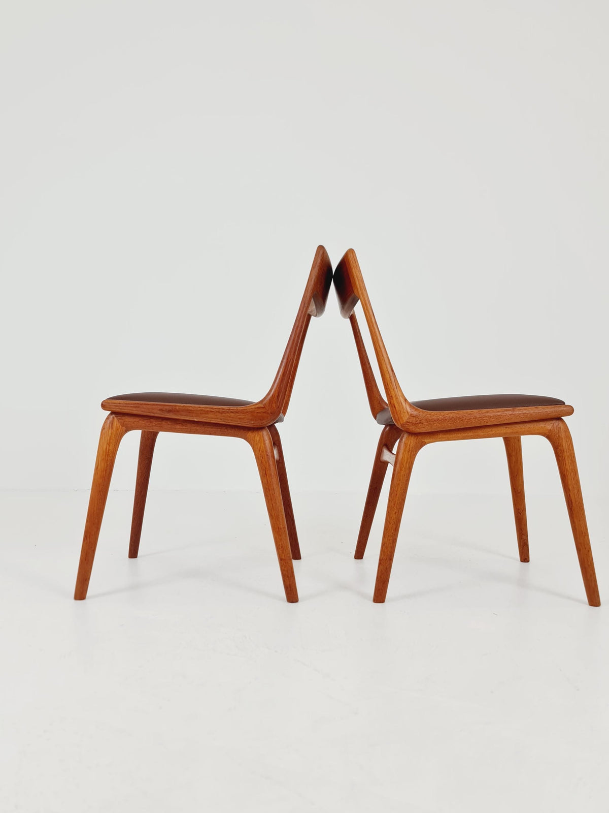Mid Century Danish Teak Dining Chairs BY E.christensen for Slagelse Boomerang chair ,1960s model 370 Set of 2