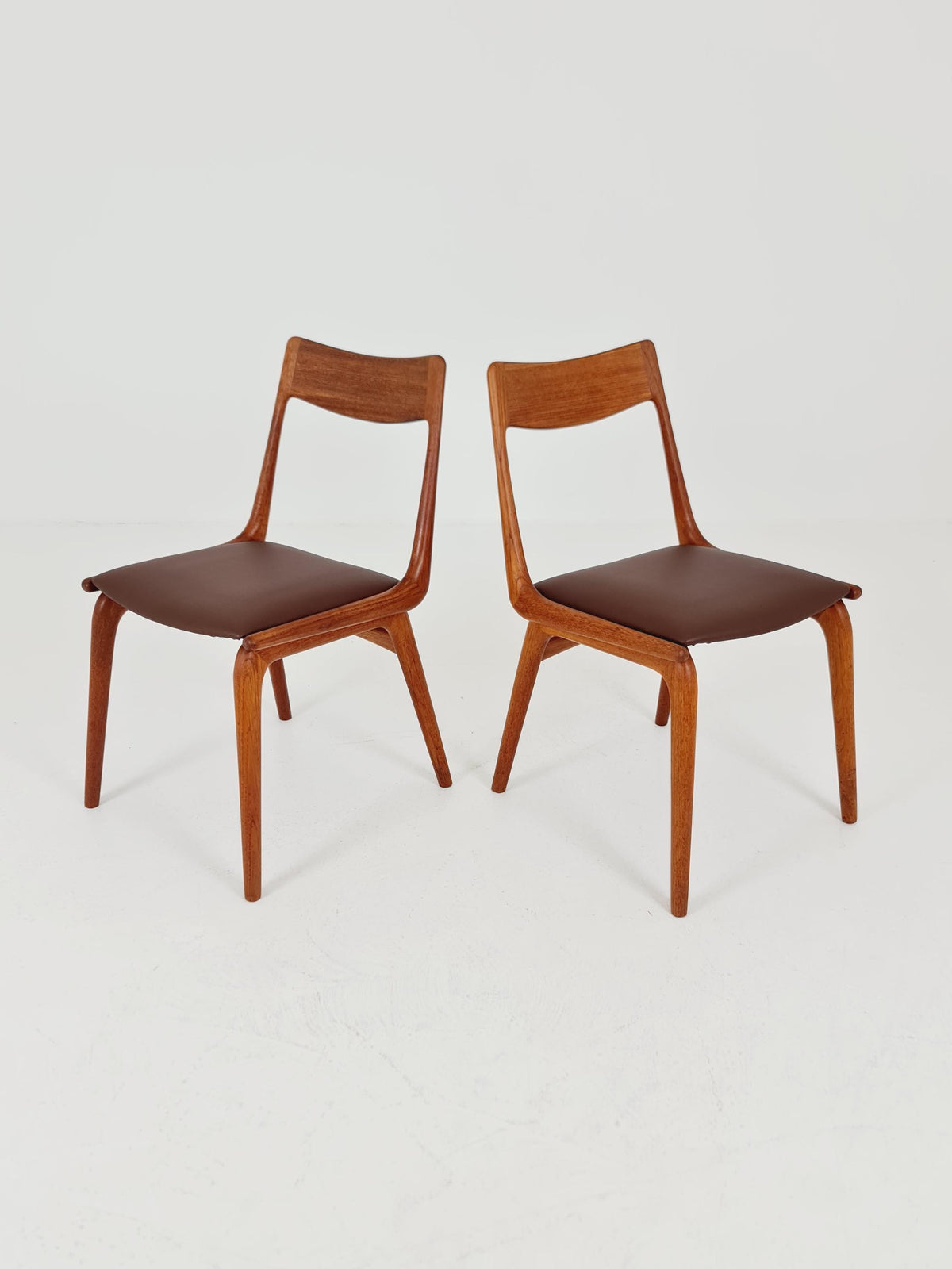Mid Century Danish Teak Dining Chairs BY E.christensen for Slagelse Boomerang chair ,1960s model 370 Set of 2