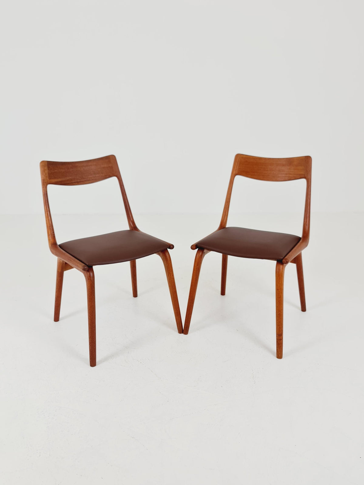 Mid Century Danish Teak Dining Chairs BY E.christensen for Slagelse Boomerang chair ,1960s model 370 Set of 2