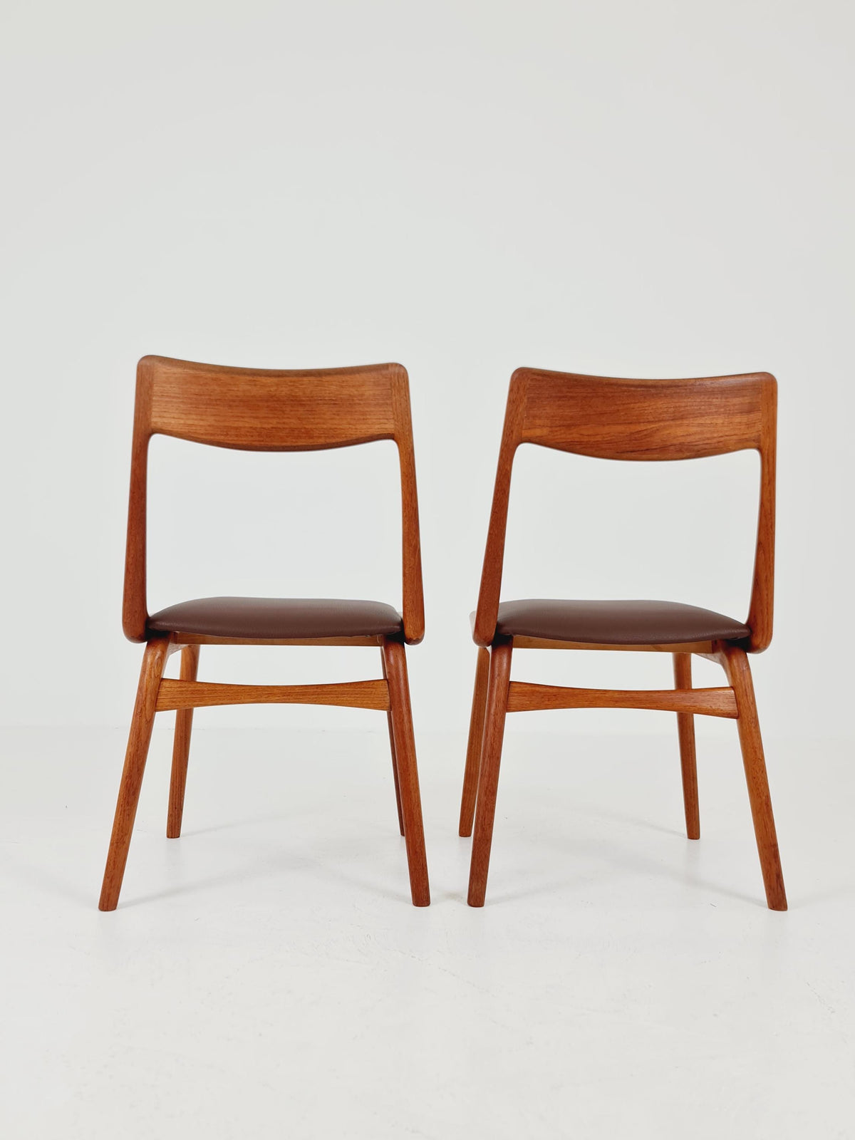 Mid Century Danish Teak Dining Chairs BY E.christensen for Slagelse Boomerang chair ,1960s model 370 Set of 2