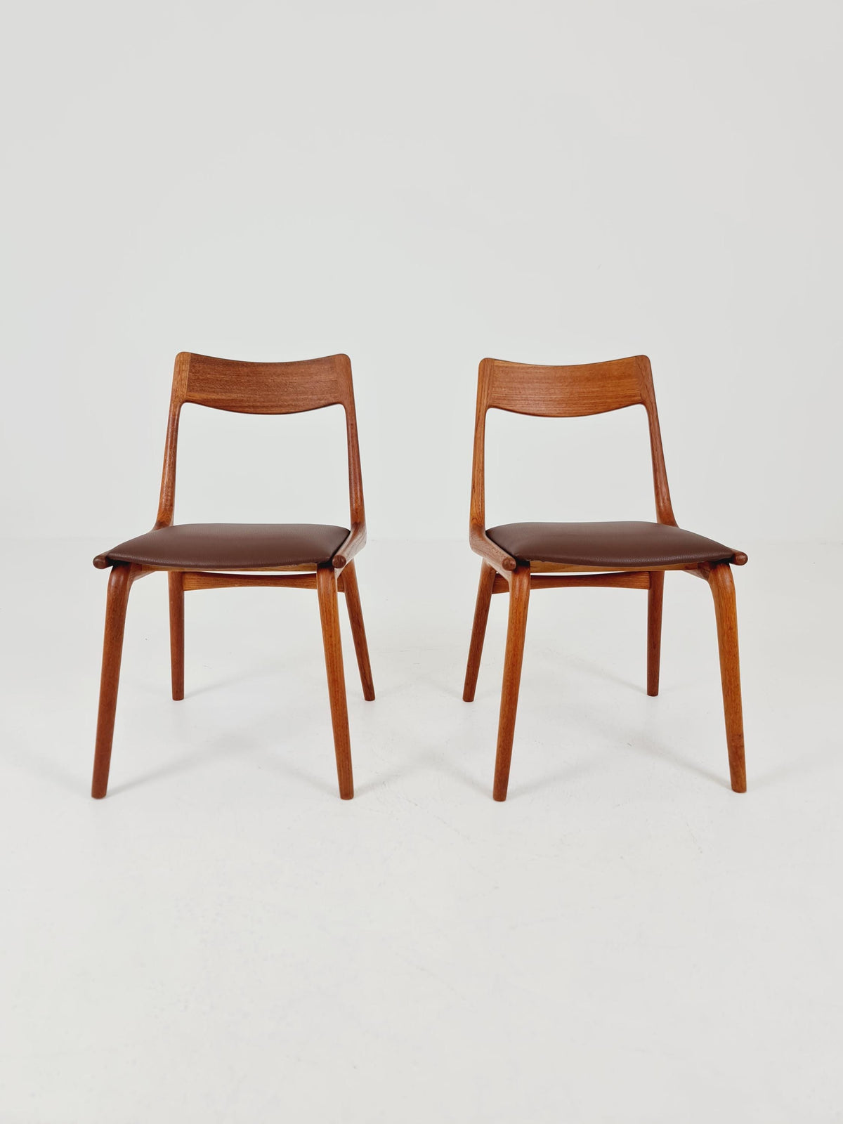 Mid Century Danish Teak Dining Chairs BY E.christensen for Slagelse Boomerang chair ,1960s model 370 Set of 2