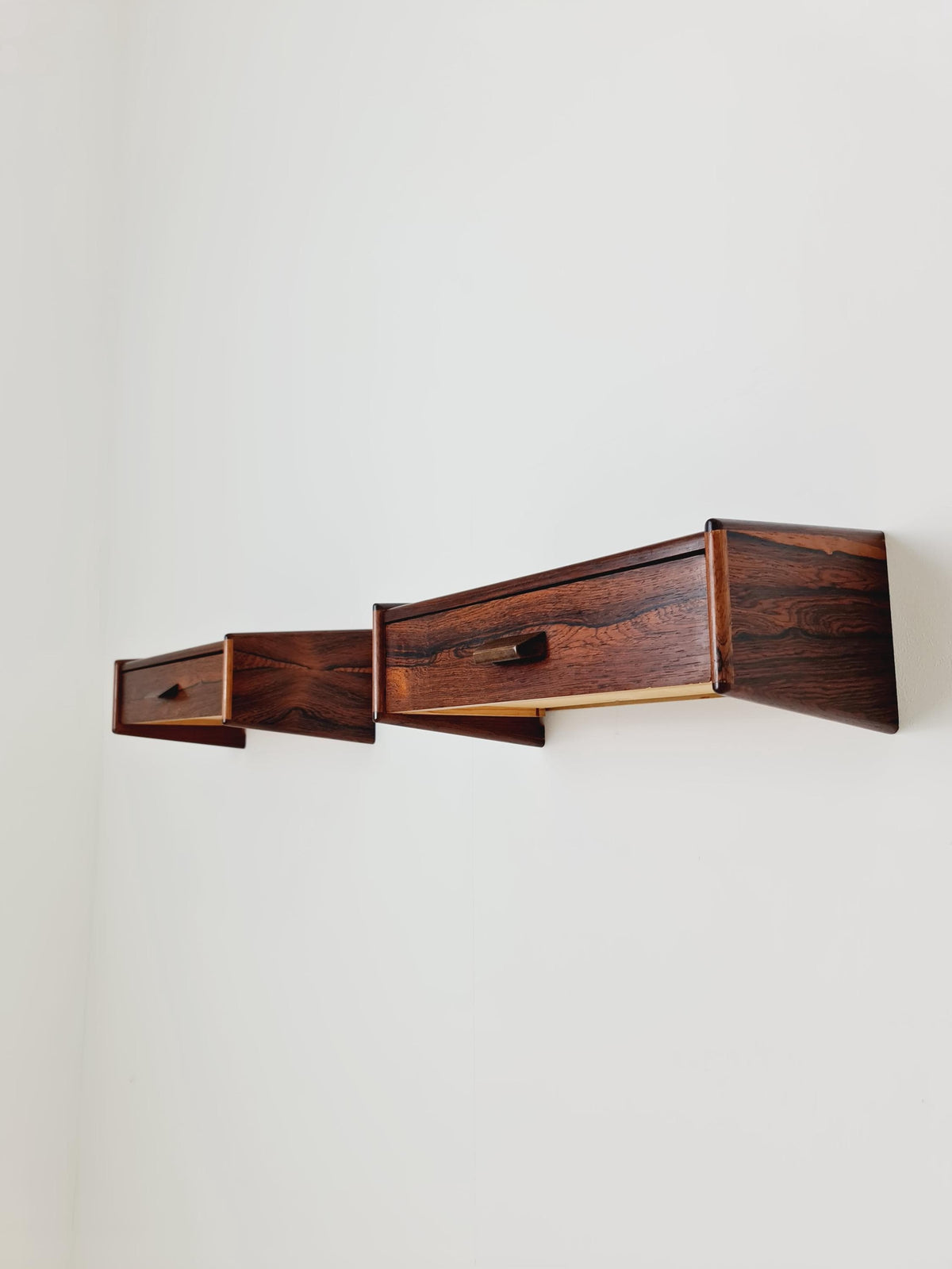 Rare pair of small Danish Rosewood floating nightstands, 1960s