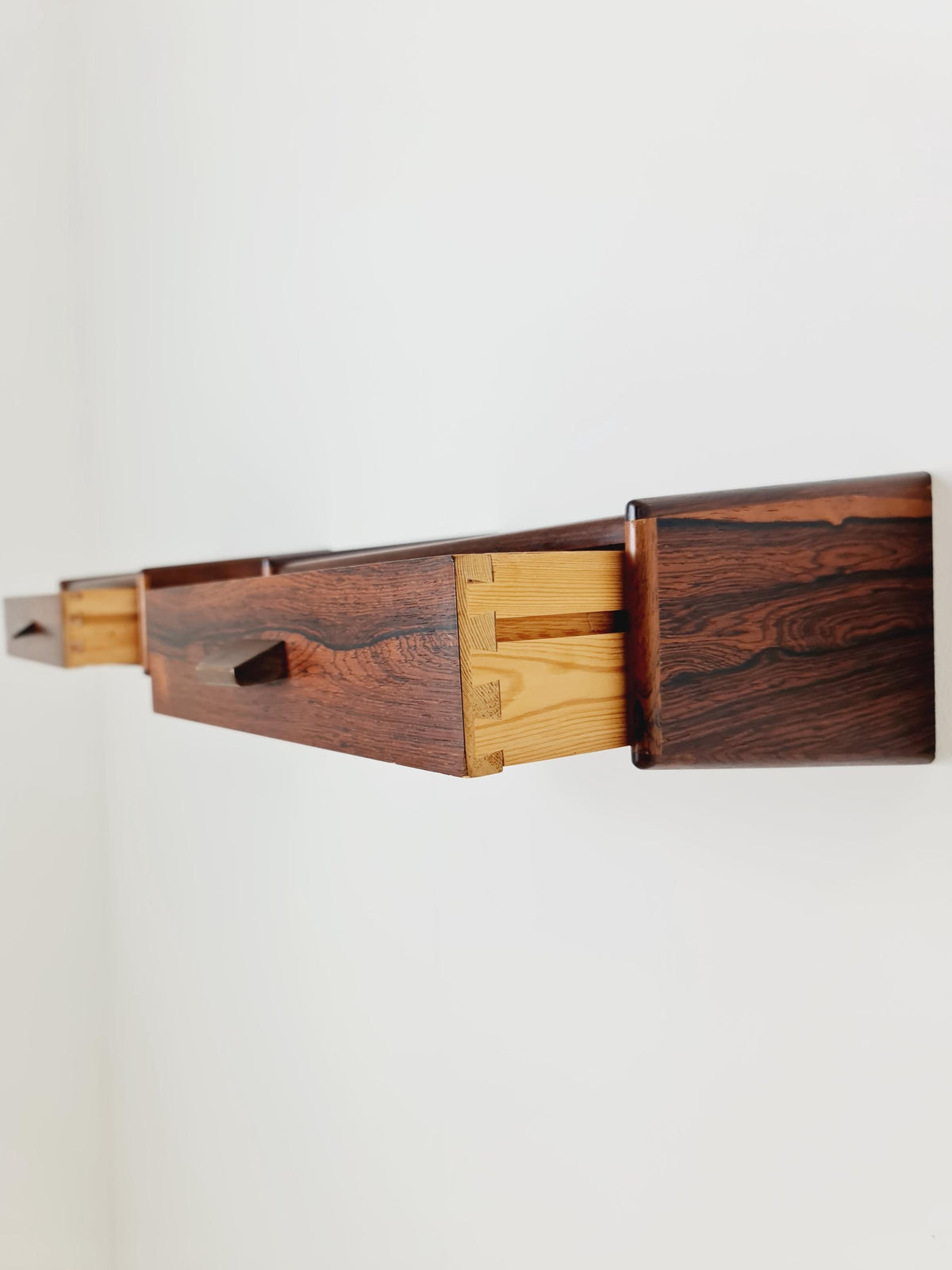 Rare pair of small Danish Rosewood floating nightstands, 1960s