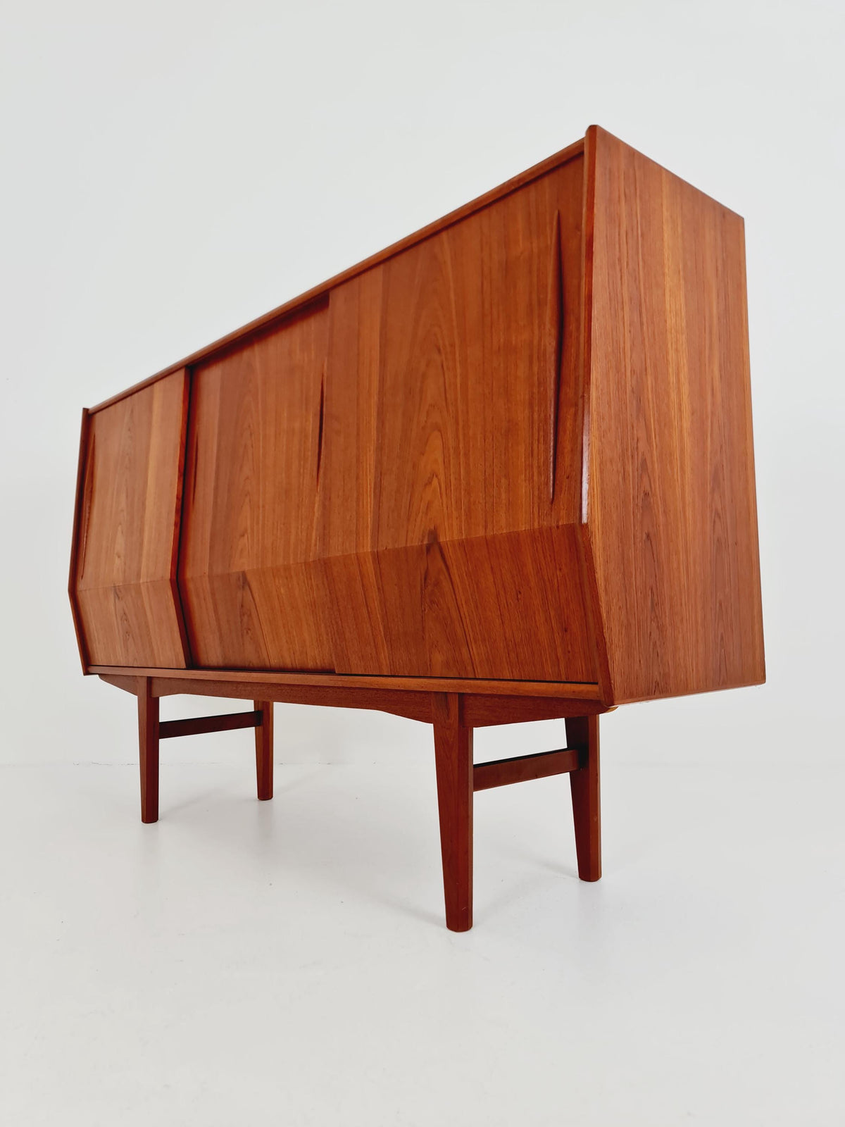 Mid-Century Modern Teak Highboard with Curved Bow-Front Profile | Danish Modern Credenza1960s
