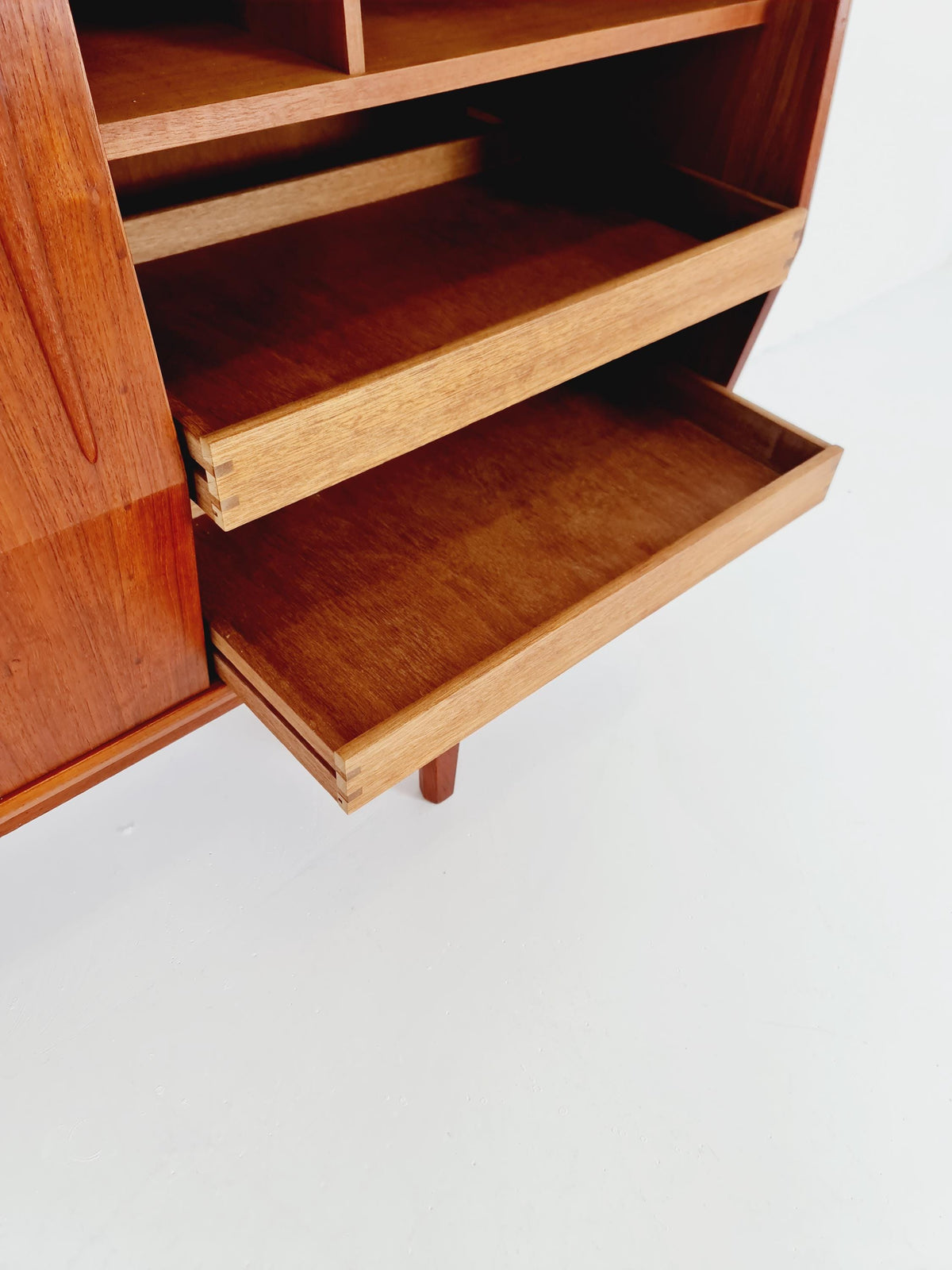 Mid-Century Modern Teak Highboard with Curved Bow-Front Profile | Danish Modern Credenza1960s