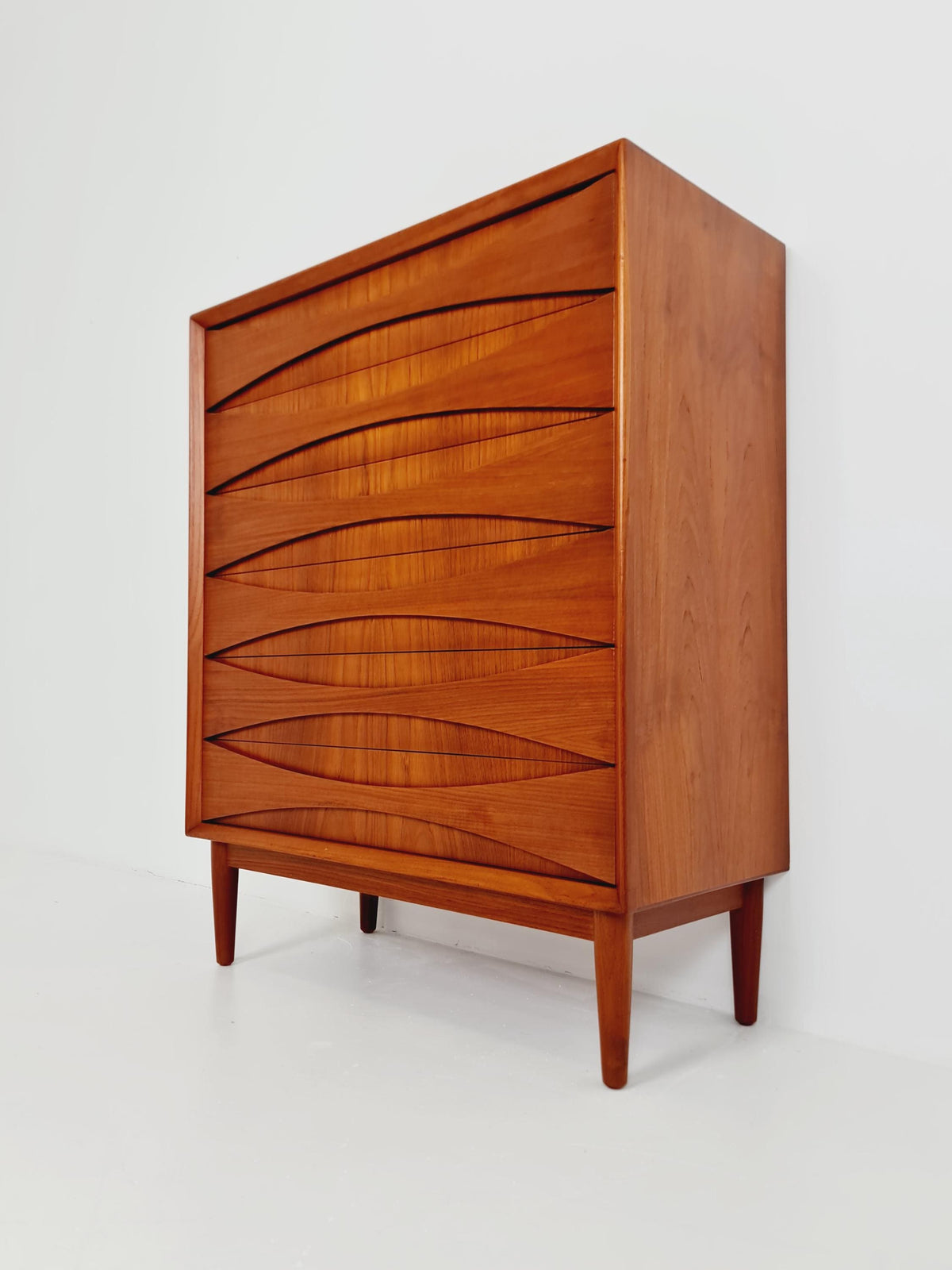 Rare Midcentury danish Teak drawer dresser /6 drawers by Arne Vodder for Niels Clausen ,odense , 1960s