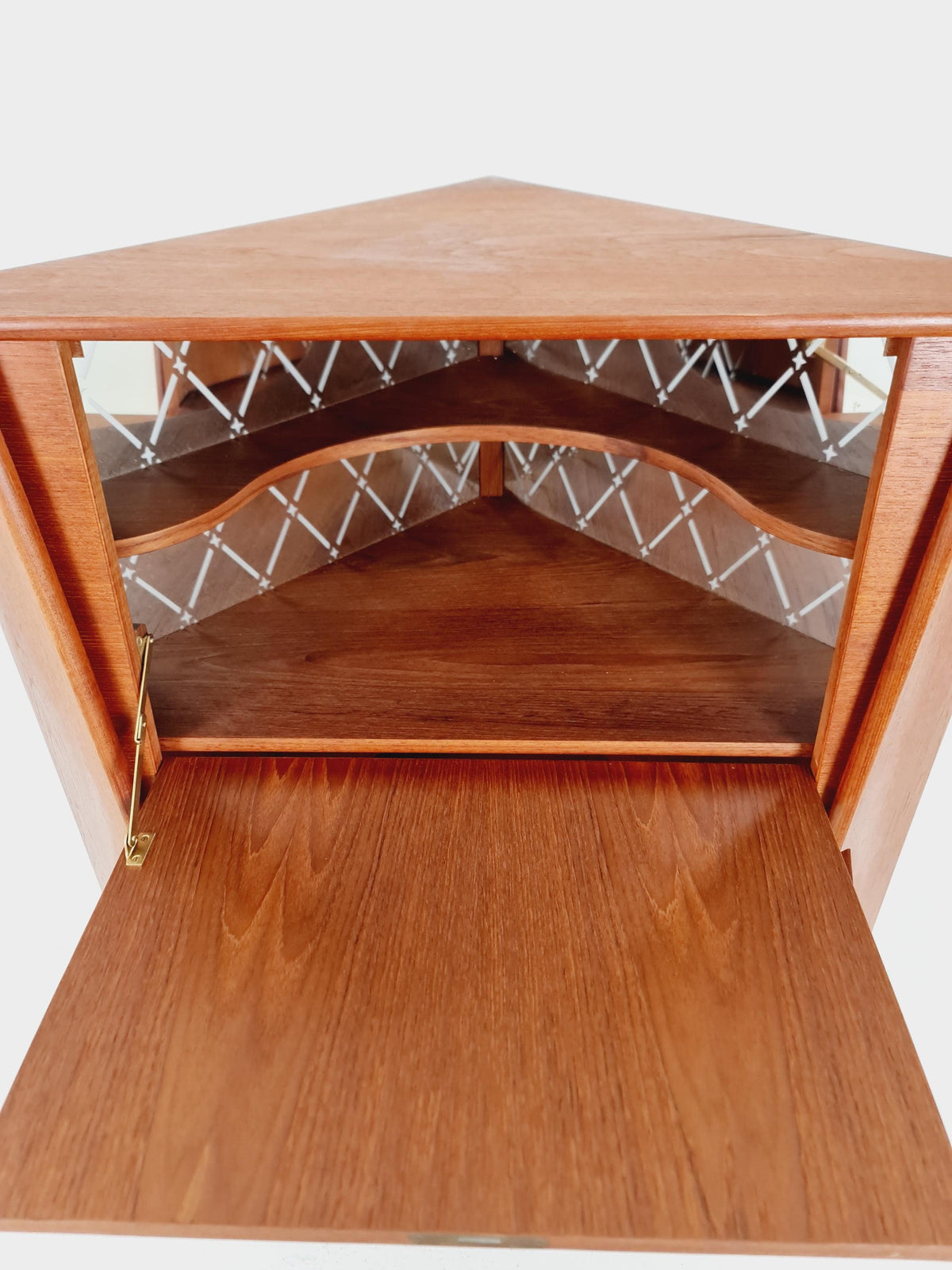 Mid Century Modern danish Drniks corner cabinet teak By Omann Jun , 1960s