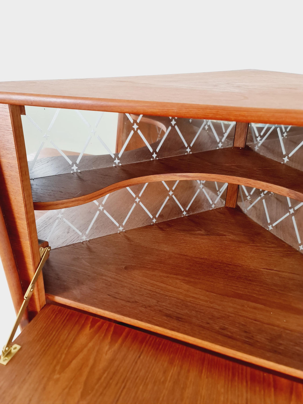 Mid Century Modern danish Drniks corner cabinet teak By Omann Jun , 1960s