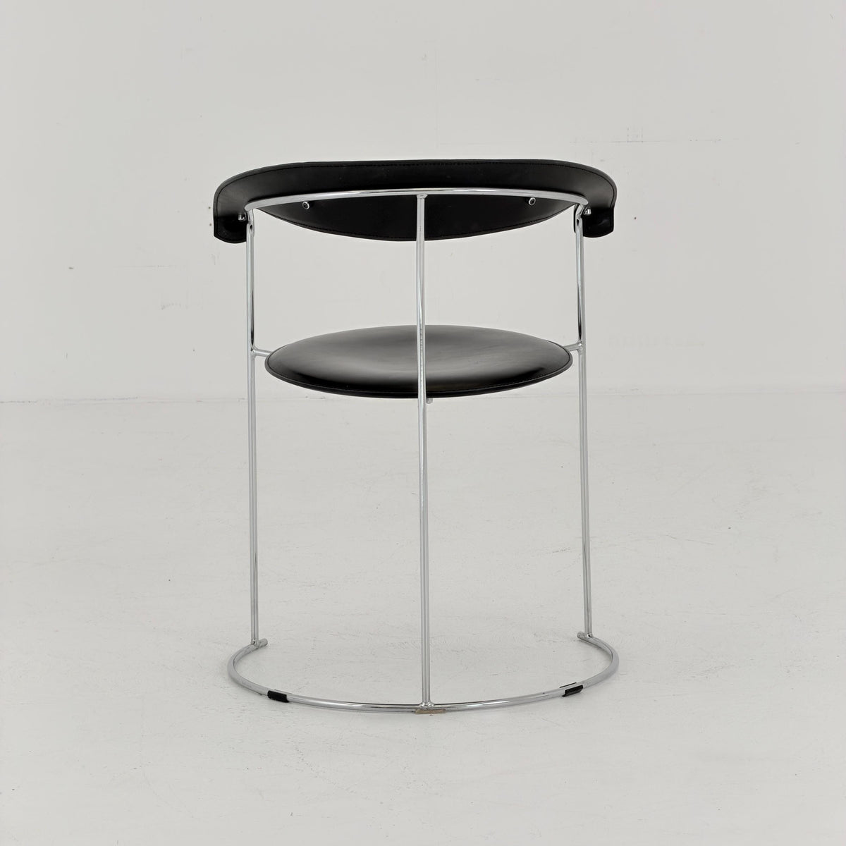 Mid Century Bauhaus Arrben Canasta Armchair | Black Genuine Leather & Chrome | Italian Modernist Chair | 1980s Italy |