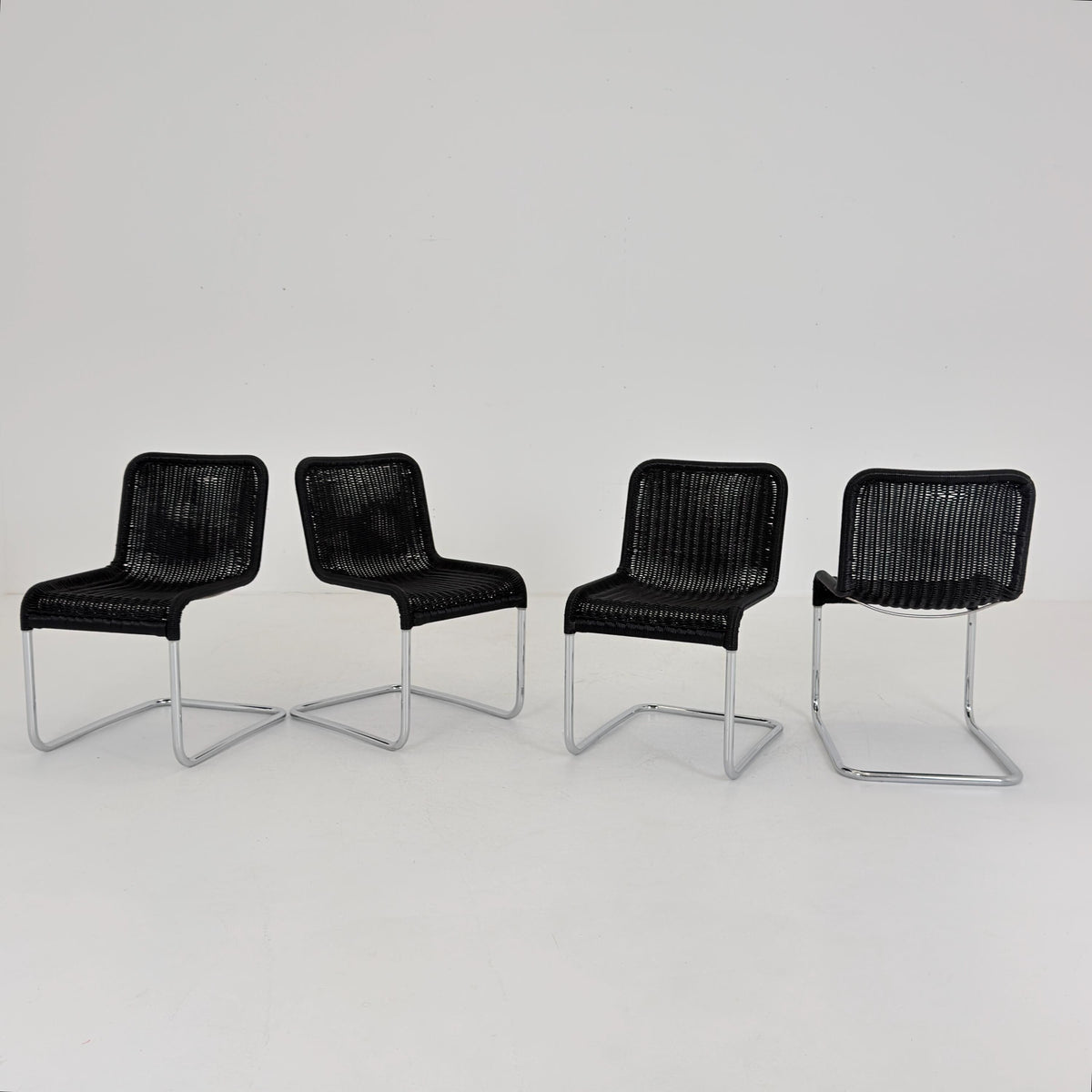 Set of 4 Tecta D41 Cantilever Chairs, Mid Century Bauhaus, Marcel Breuer Style, 1980s Germany