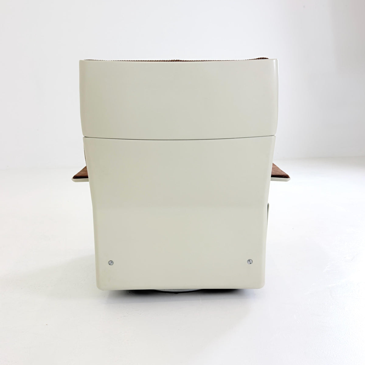 Rare Mid century Dieter Rams 620 Lounge Chair RZ62 – Brown Corduroy, White Shell & Swivel Base, Germany, 1970s