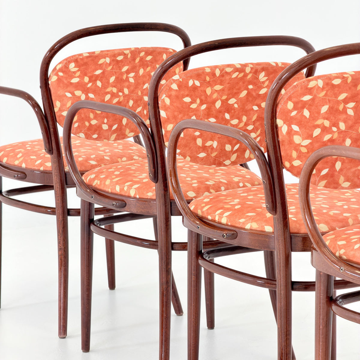 Set of 6 Original Thonet 215 RF Bentwood Armchairs, 1980s Germany, Vintage Coffee House Chairs