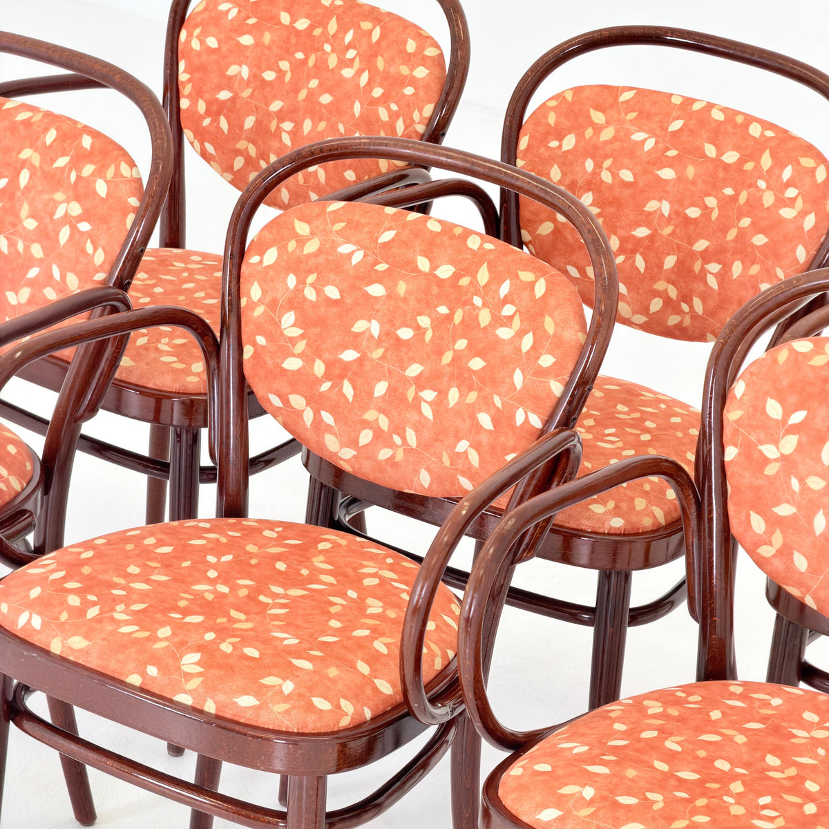 Set of 6 Original Thonet 215 RF Bentwood Armchairs, 1980s Germany, Vintage Coffee House Chairs
