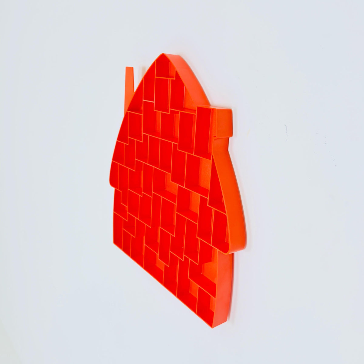 Mid century Spaceage Bullyland Smurf House Display Case, Orange Space Age Wall Tray, PEYO Smurfs, West Germany 1970s
