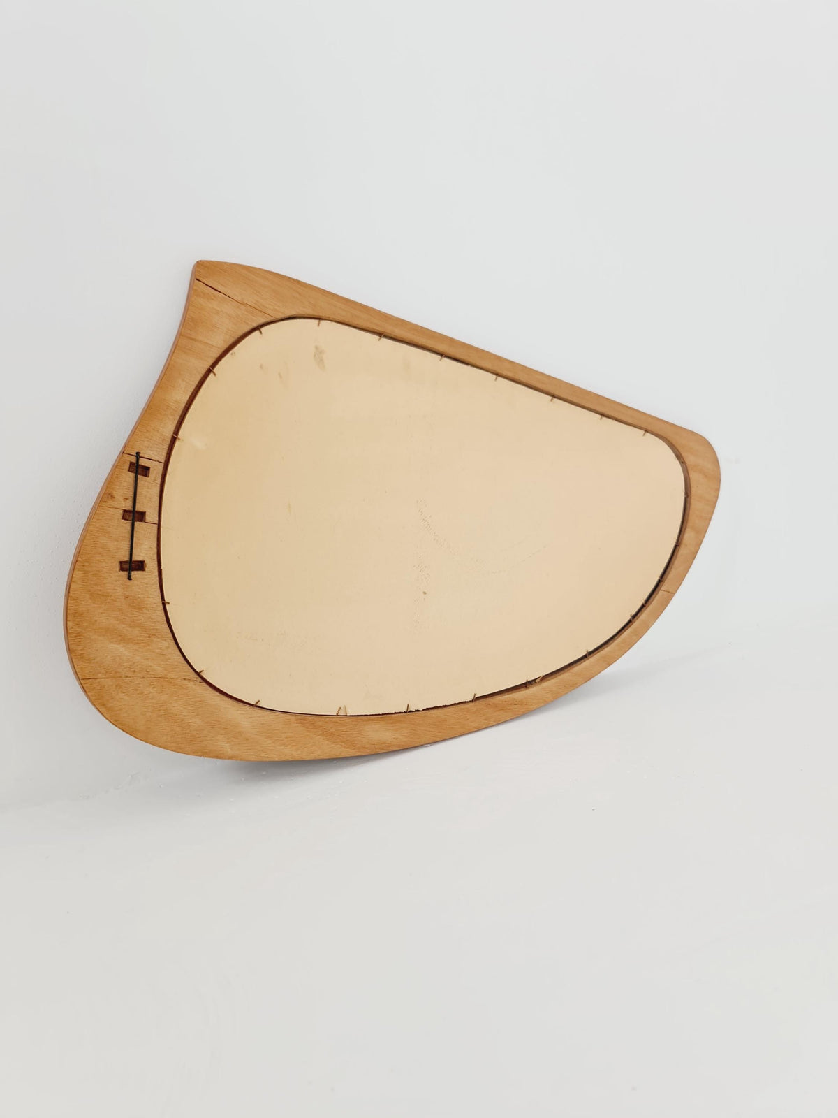 Mid Century asymmetric dansih Original kidney wall mirror from the 60s Rockabilly