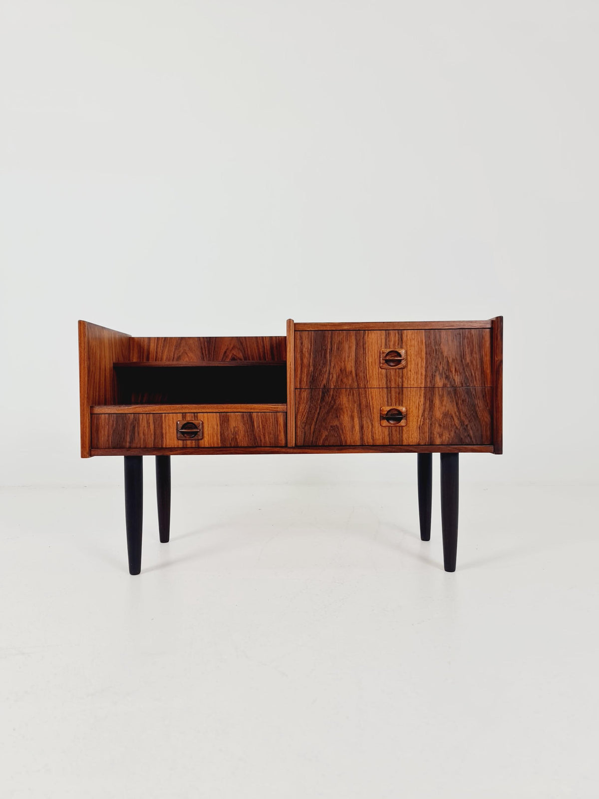 Mid-Century Modern Rosewood Entryway Console Table & Drawer Unit | Danish Design Telephone Bench 1960s
