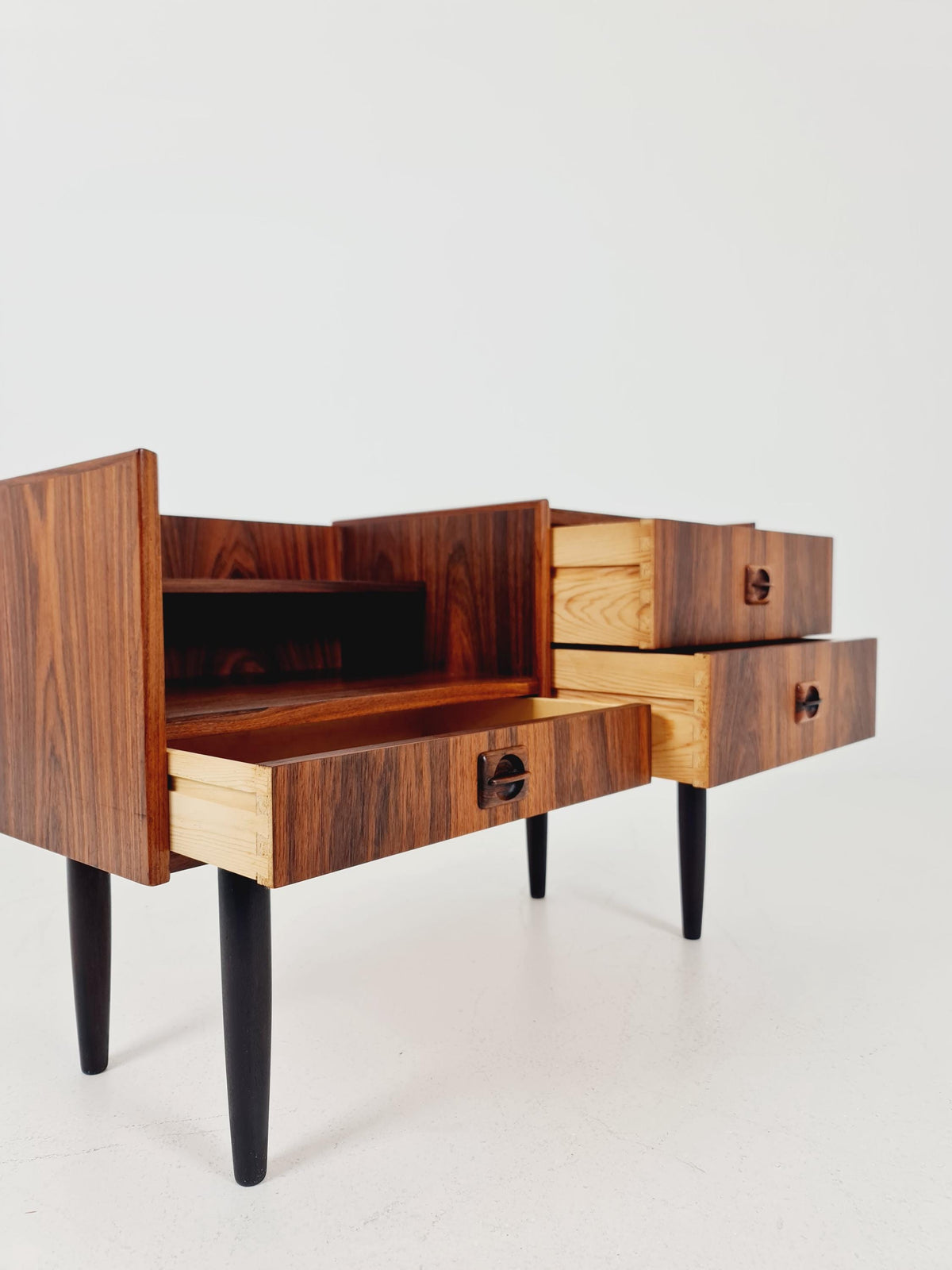 Mid-Century Modern Rosewood Entryway Console Table & Drawer Unit | Danish Design Telephone Bench 1960s