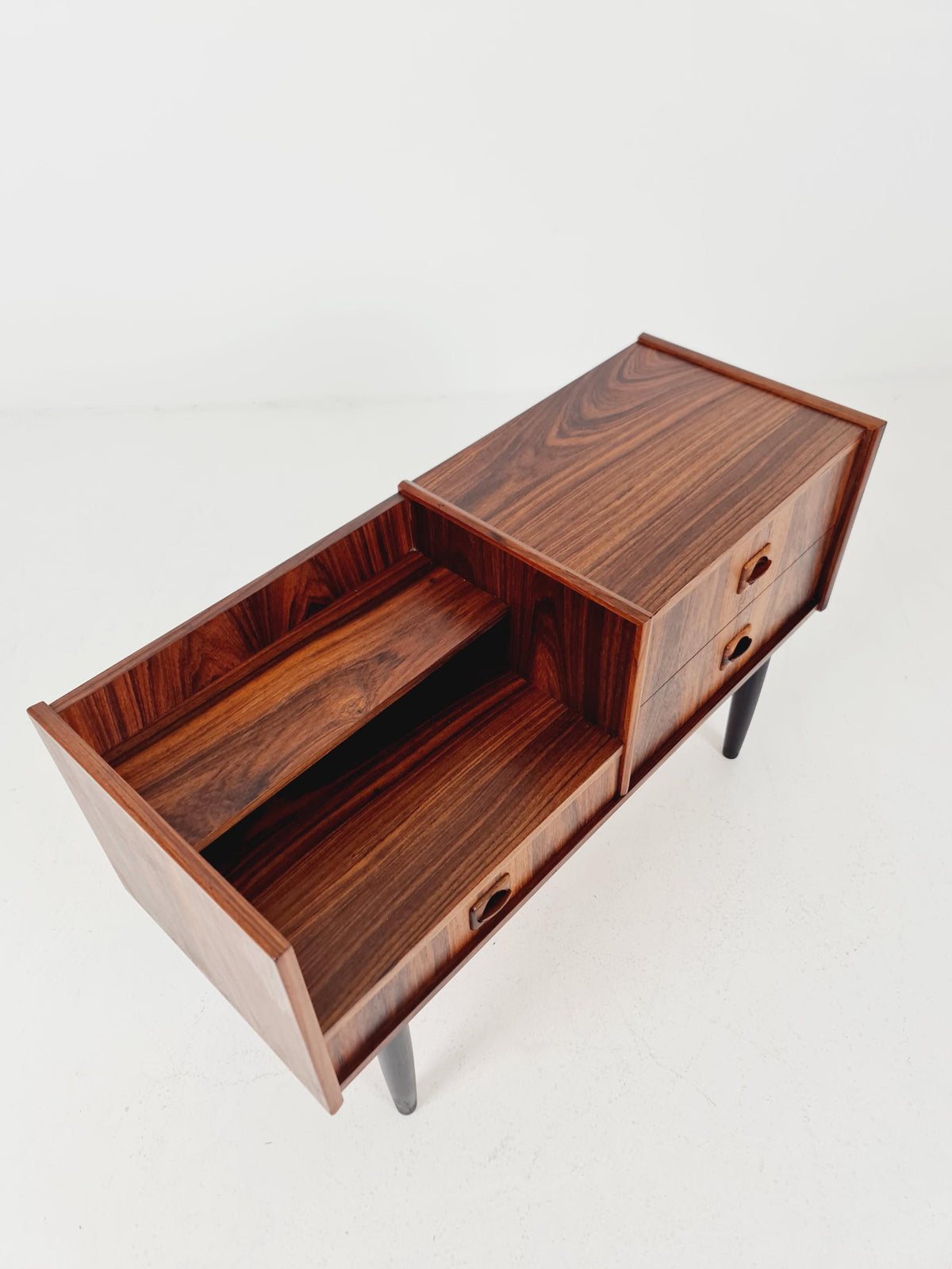 Mid-Century Modern Rosewood Entryway Console Table & Drawer Unit | Danish Design Telephone Bench 1960s