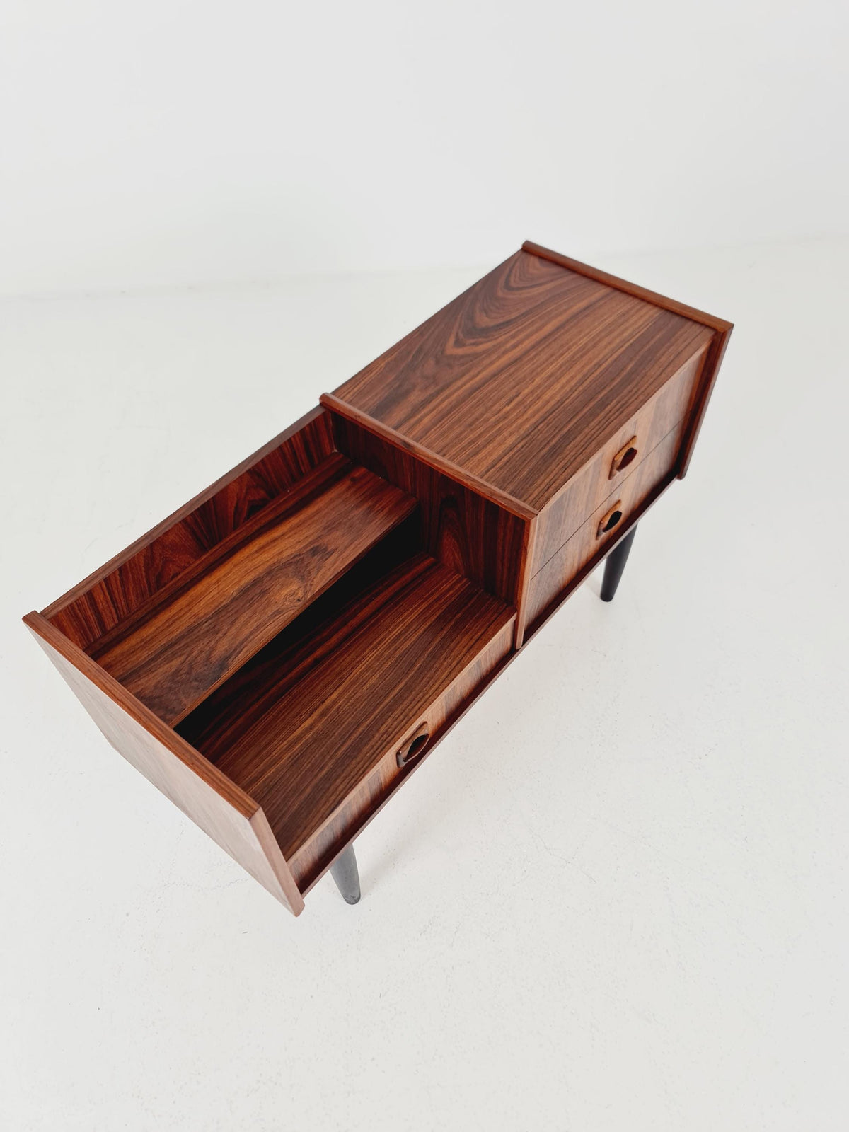 Mid-Century Modern Rosewood Entryway Console Table & Drawer Unit | Danish Design Telephone Bench 1960s