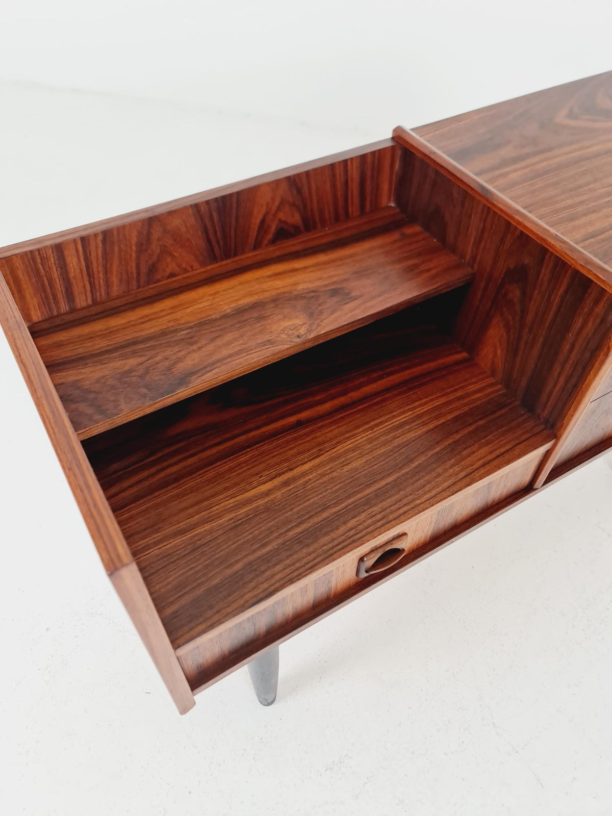 Mid-Century Modern Rosewood Entryway Console Table & Drawer Unit | Danish Design Telephone Bench 1960s