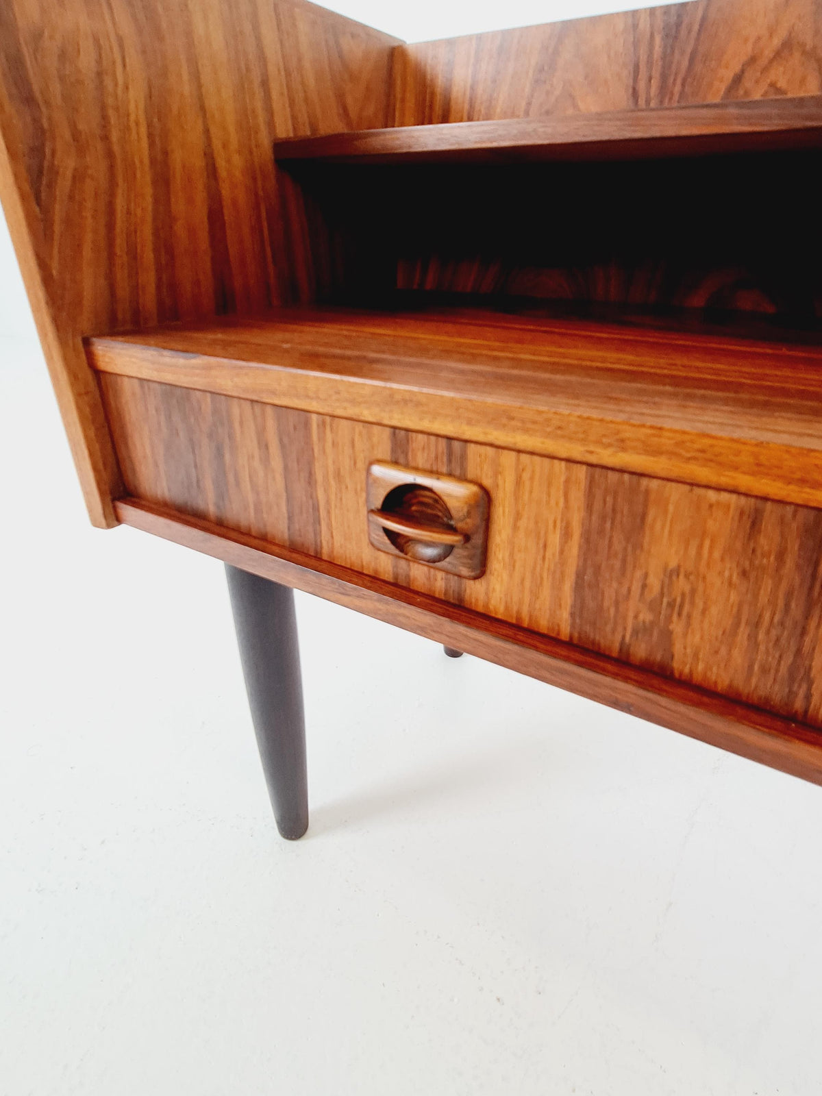 Mid-Century Modern Rosewood Entryway Console Table & Drawer Unit | Danish Design Telephone Bench 1960s