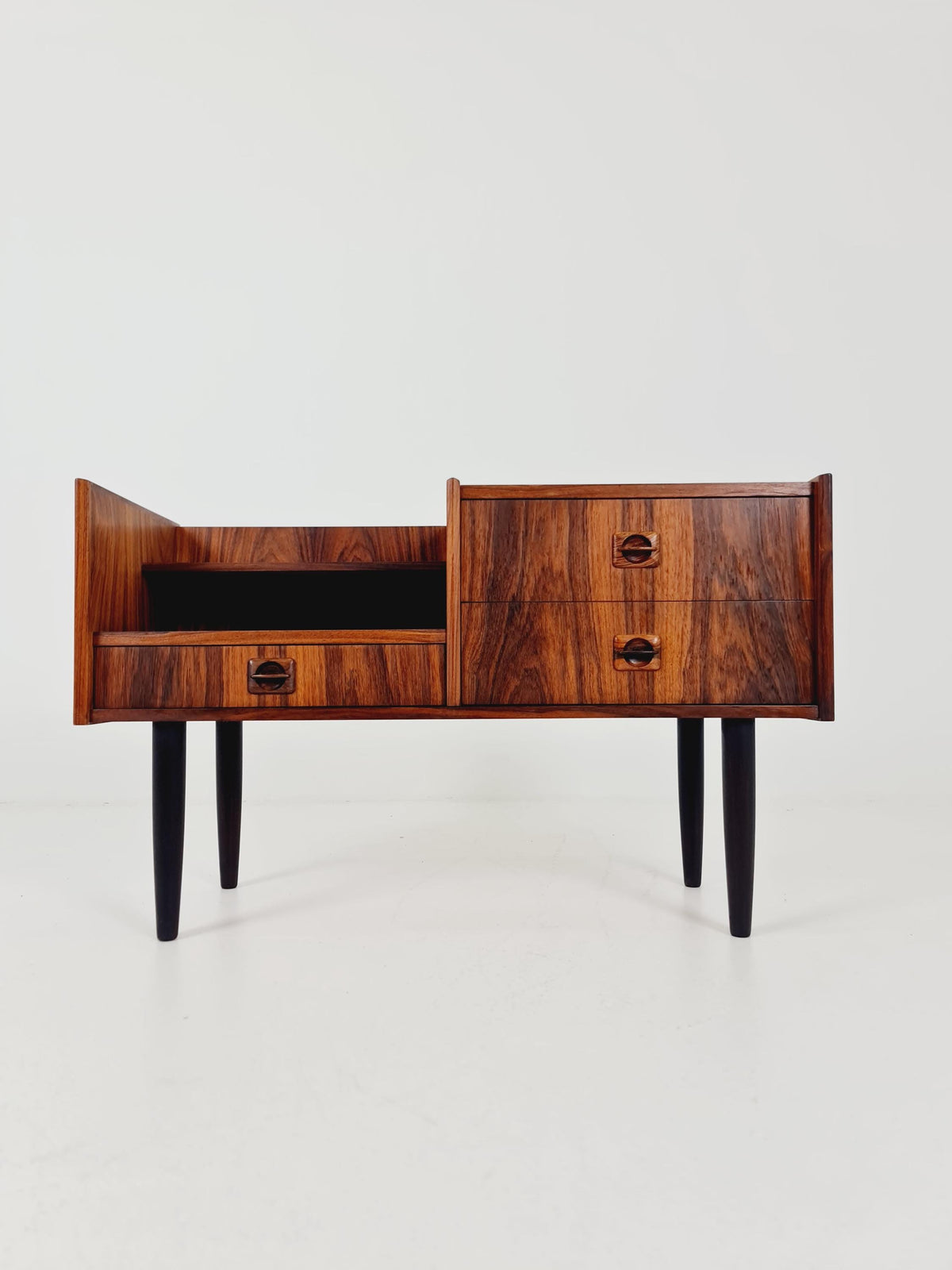Mid-Century Modern Rosewood Entryway Console Table & Drawer Unit | Danish Design Telephone Bench 1960s