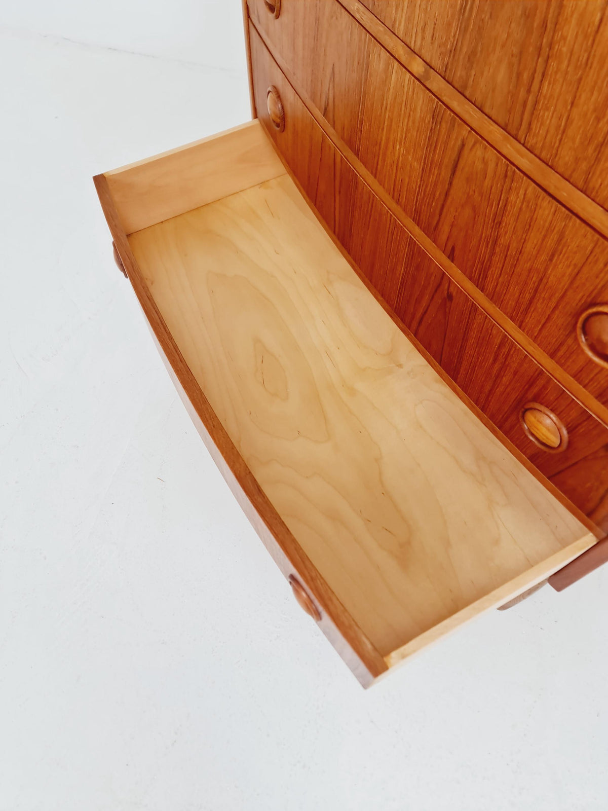 Midcentury danish Curved design chest of drawers tallboy BY Kai Kristiansen ,1960s