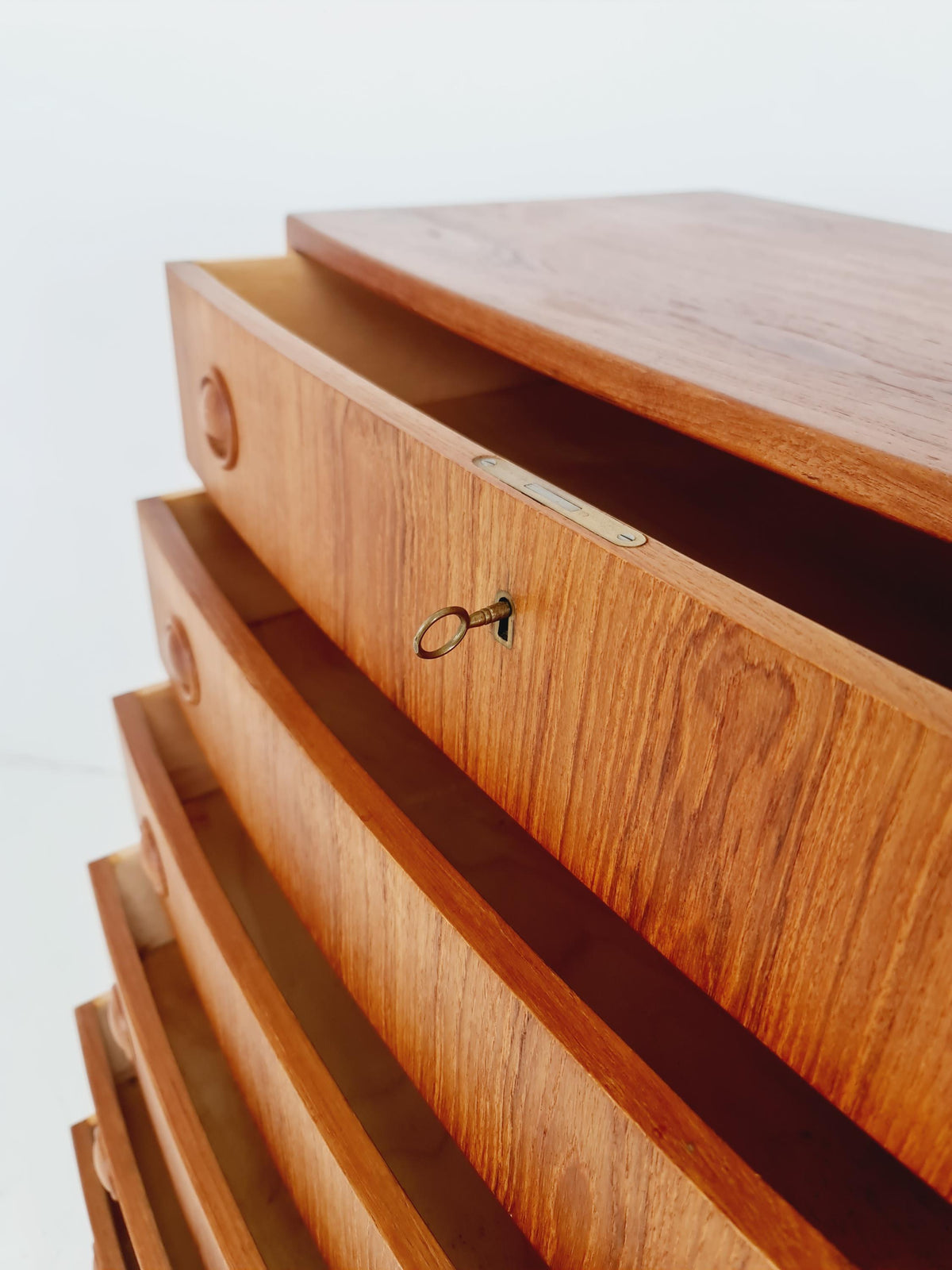 Midcentury danish Curved design chest of drawers tallboy BY Kai Kristiansen ,1960s