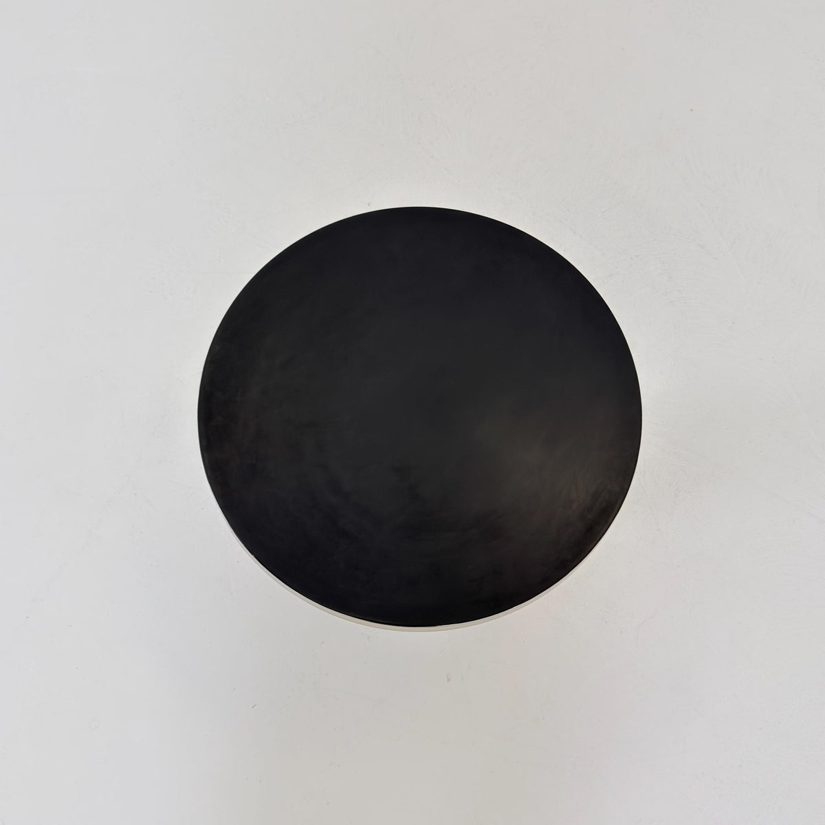 Mid Century Modern Black Metal Side Table, Round Minimalist Blech Table, Italian Design, 2000s