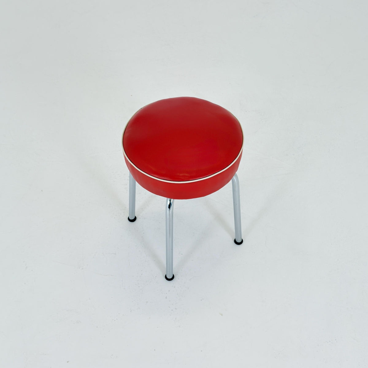 Mid Century Industrial Red Leather Stool by ELCO-WERK AG, Germany, 1980s