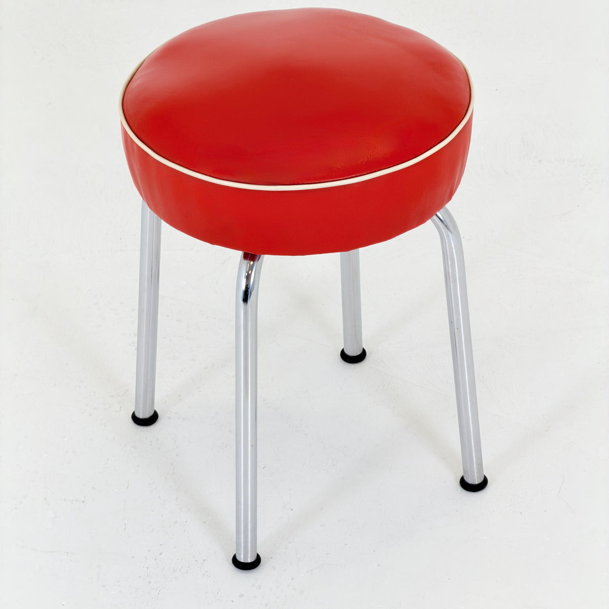 Mid Century Industrial Red Leather Stool by ELCO-WERK AG, Germany, 1980s