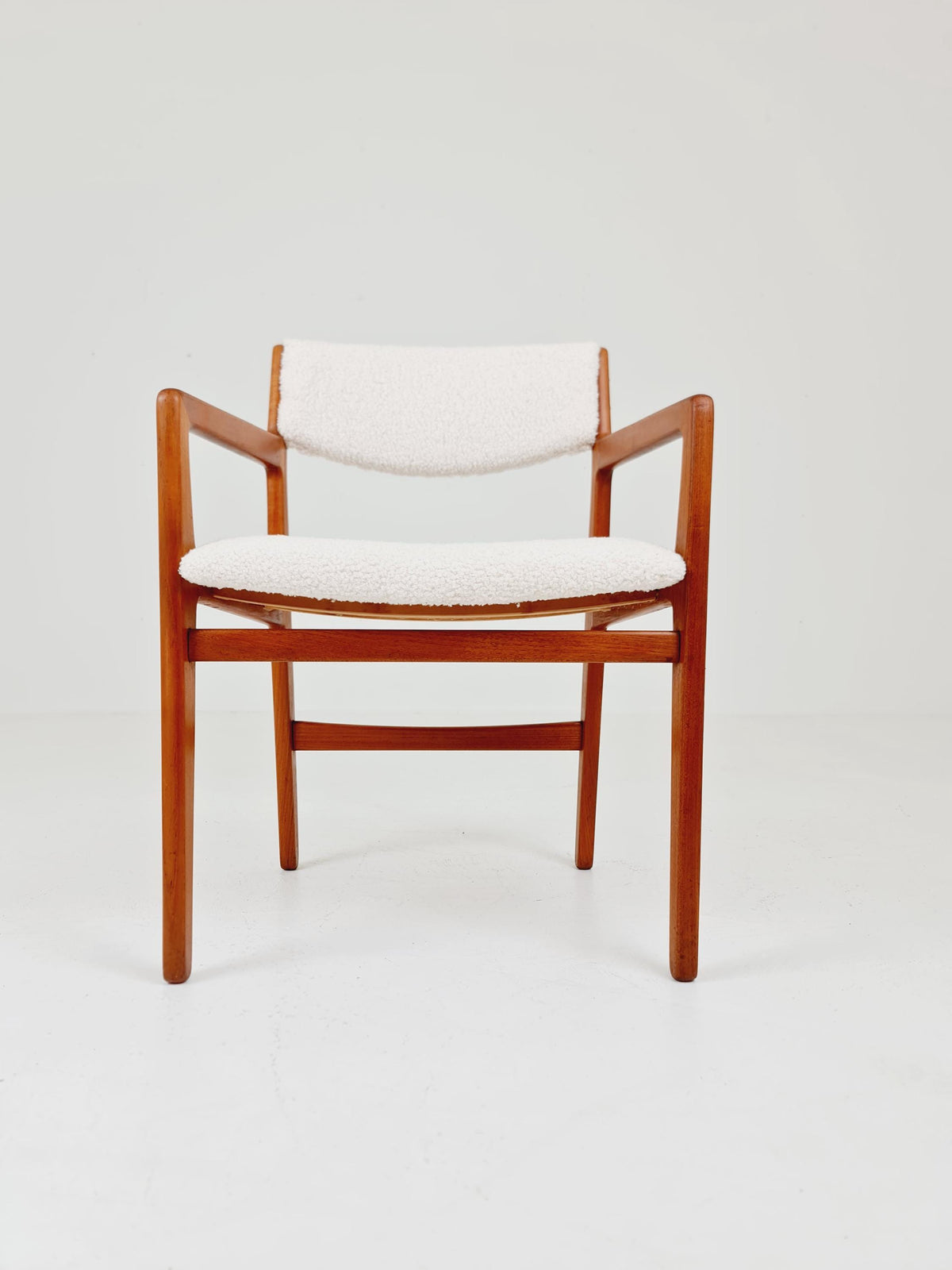 Danish Teak Armchair with Teddy Fabric By Knud Andersen for J.C.S JEnsen Möbelfabrik , 1960s