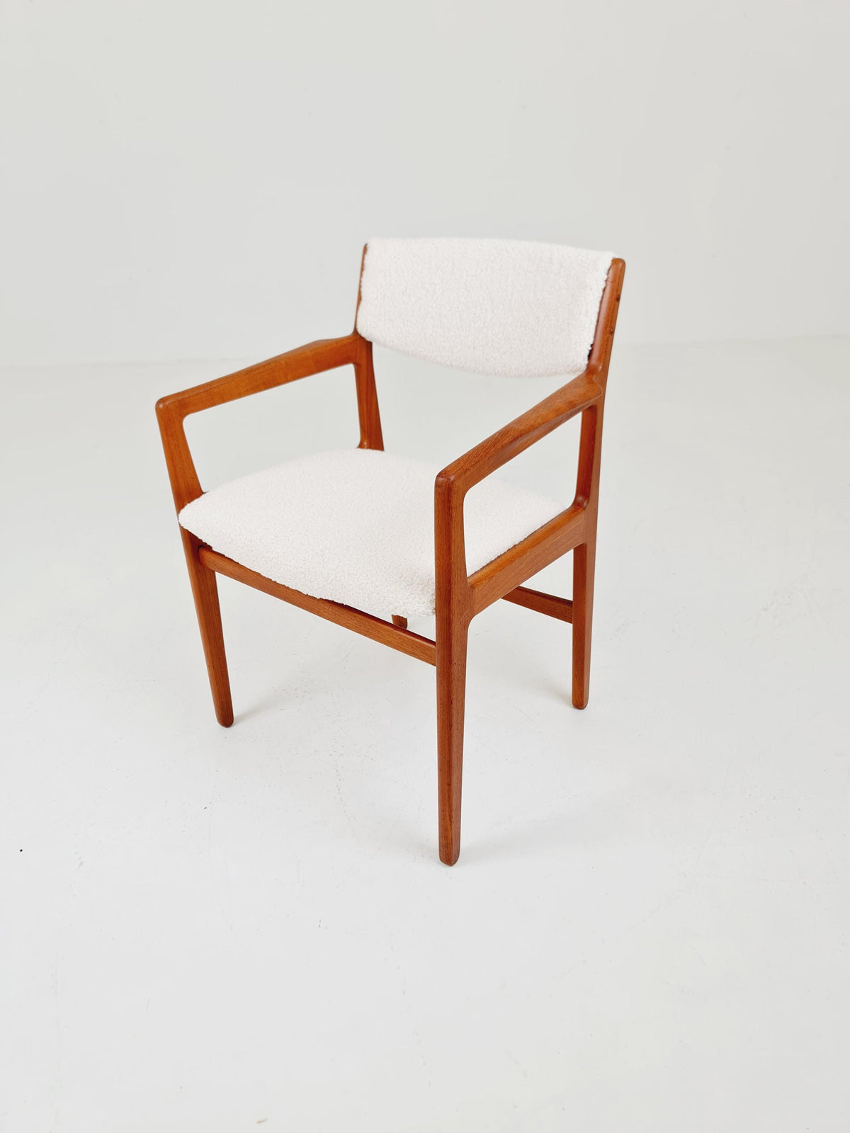 Danish Teak Armchair with Teddy Fabric By Knud Andersen for J.C.S JEnsen Möbelfabrik , 1960s
