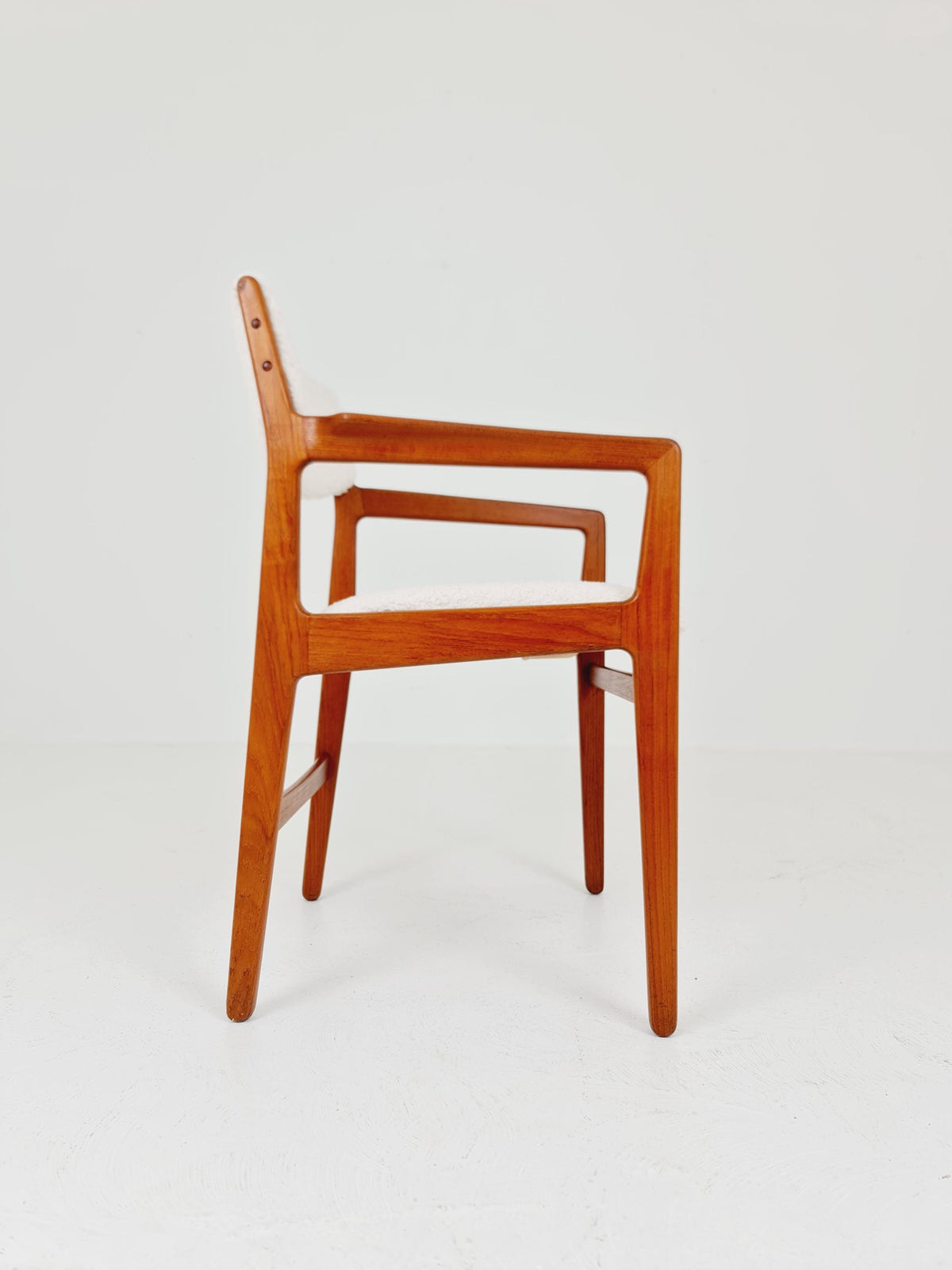 Danish Teak Armchair with Teddy Fabric By Knud Andersen for J.C.S JEnsen Möbelfabrik , 1960s