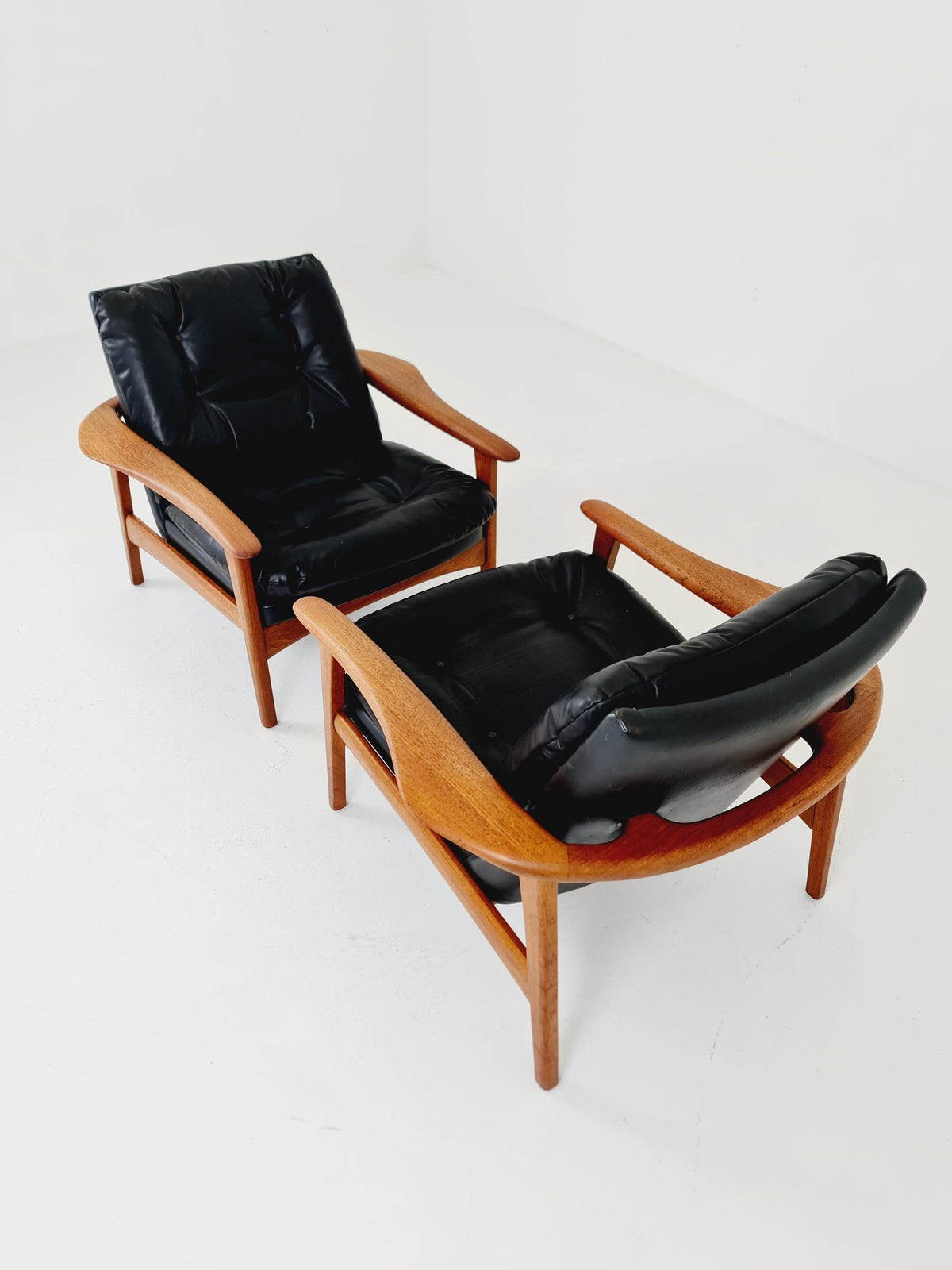 Ultra Rare Mid century easy lounge chairs Denmark 1960s, Set of 2
