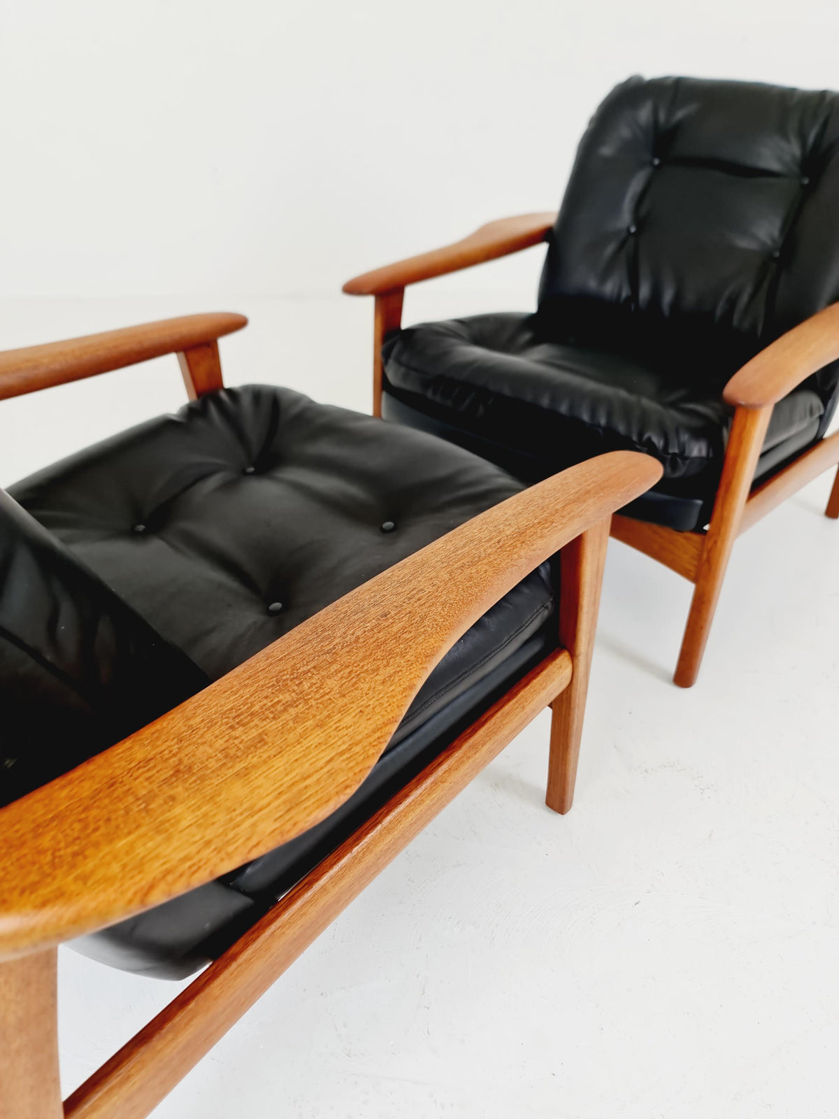 Ultra Rare Mid century easy lounge chairs Denmark 1960s, Set of 2