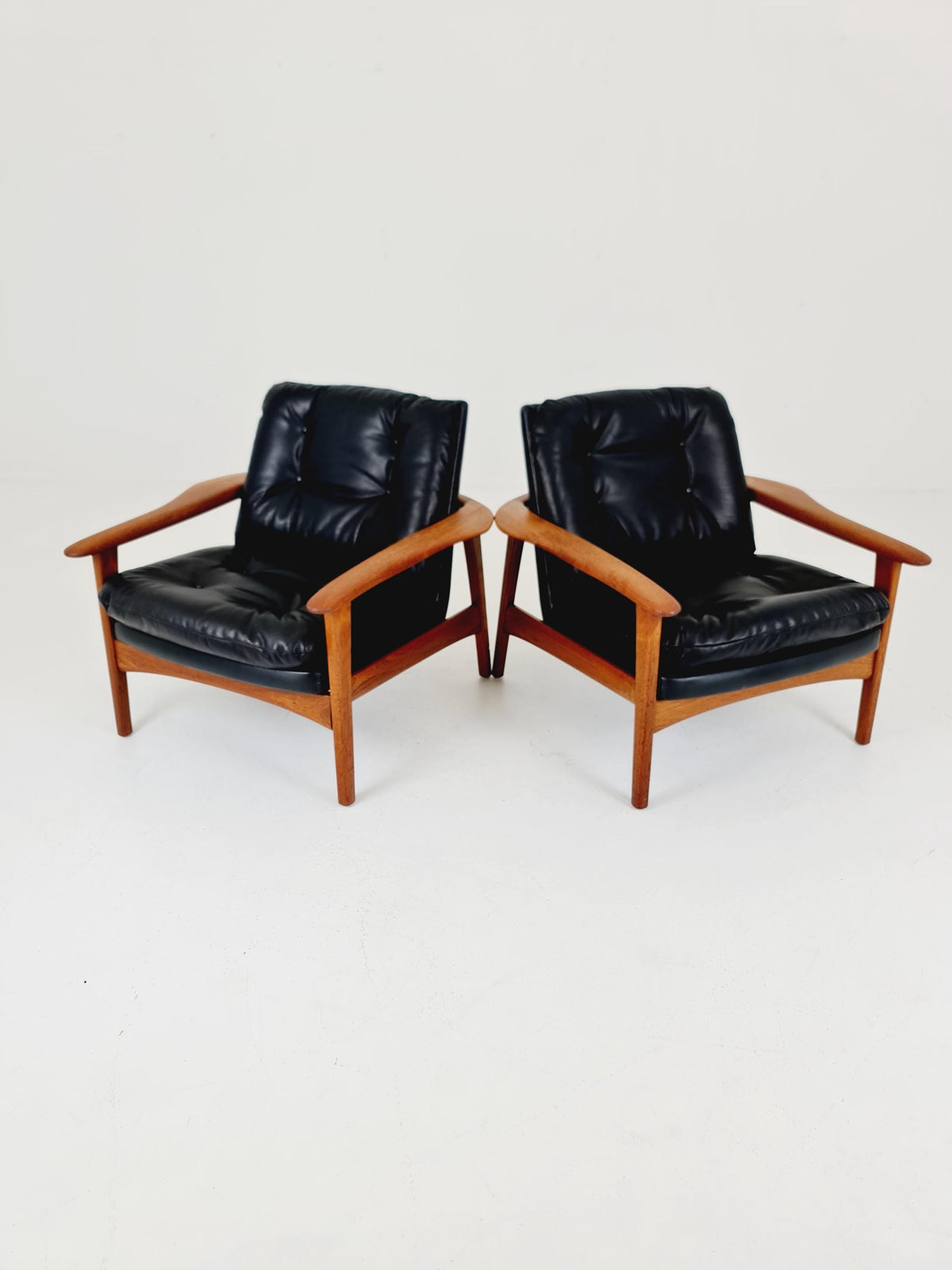 Ultra Rare Mid century easy lounge chairs Denmark 1960s, Set of 2