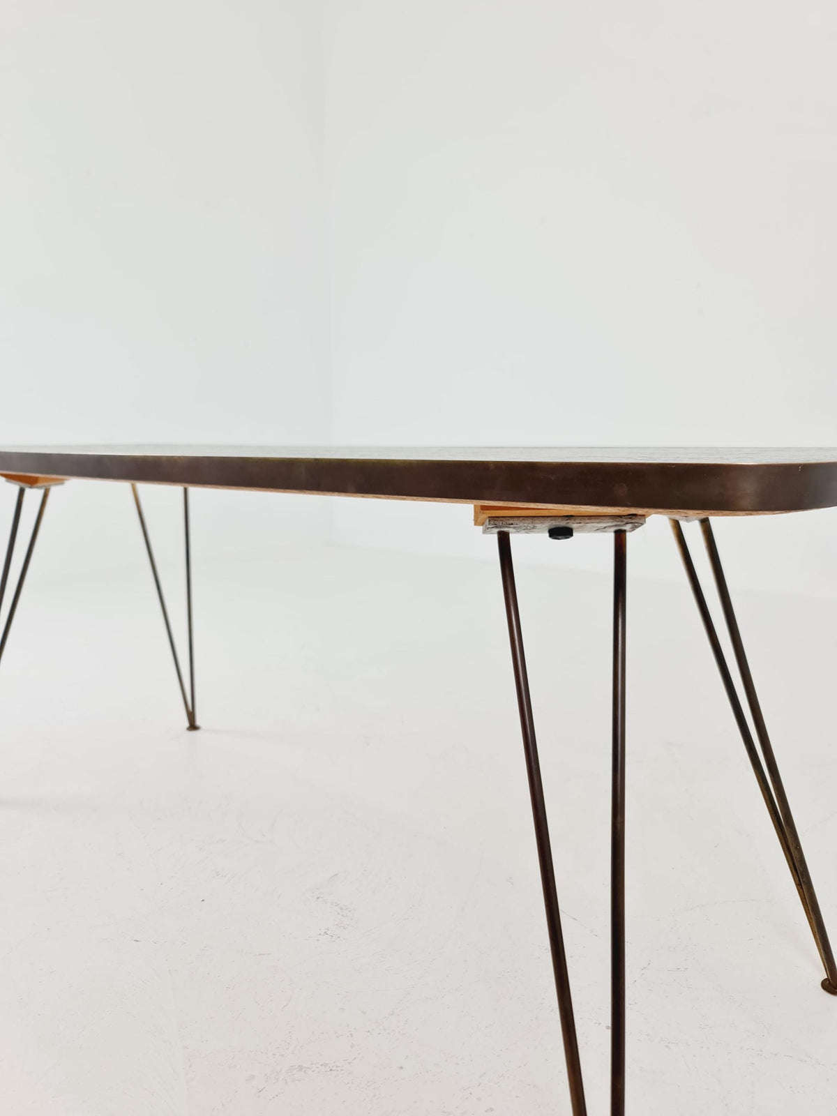 Unique mosaic & solid brass coffee table by Berthold Muller, 1950s