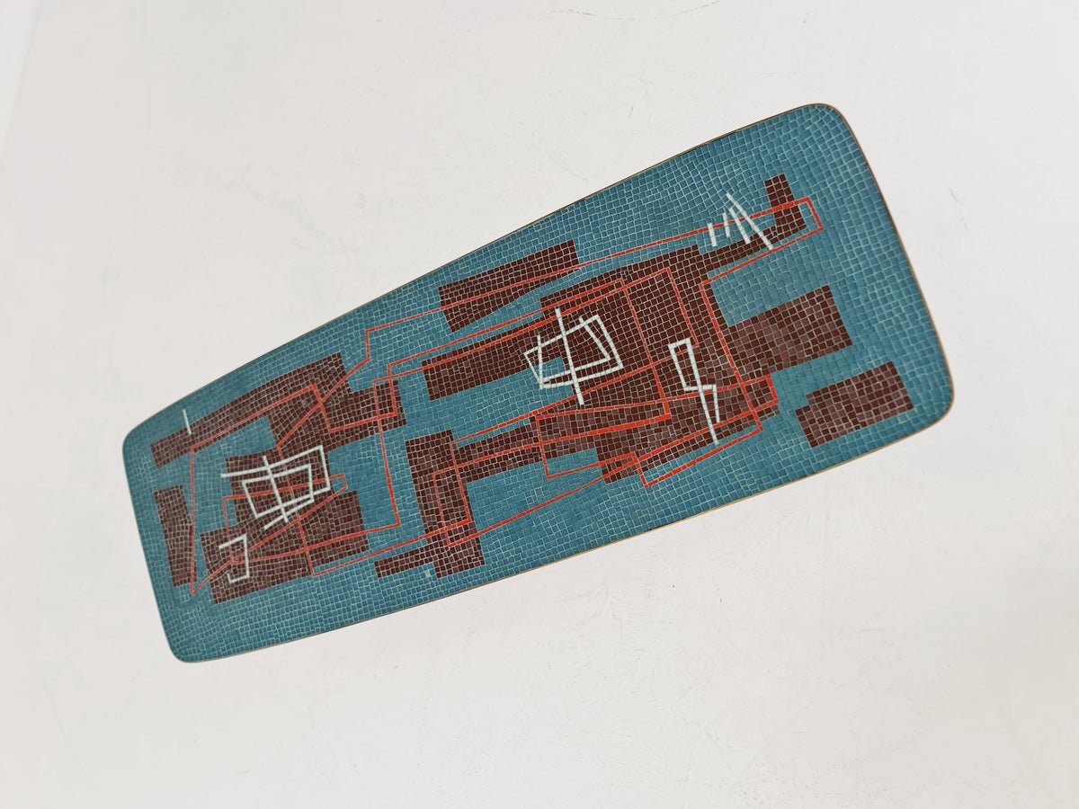 Unique mosaic & solid brass coffee table by Berthold Muller, 1950s