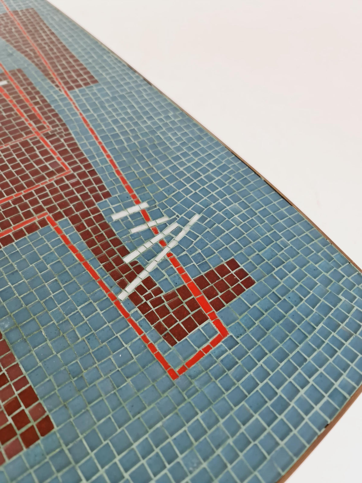 Unique mosaic & solid brass coffee table by Berthold Muller, 1950s