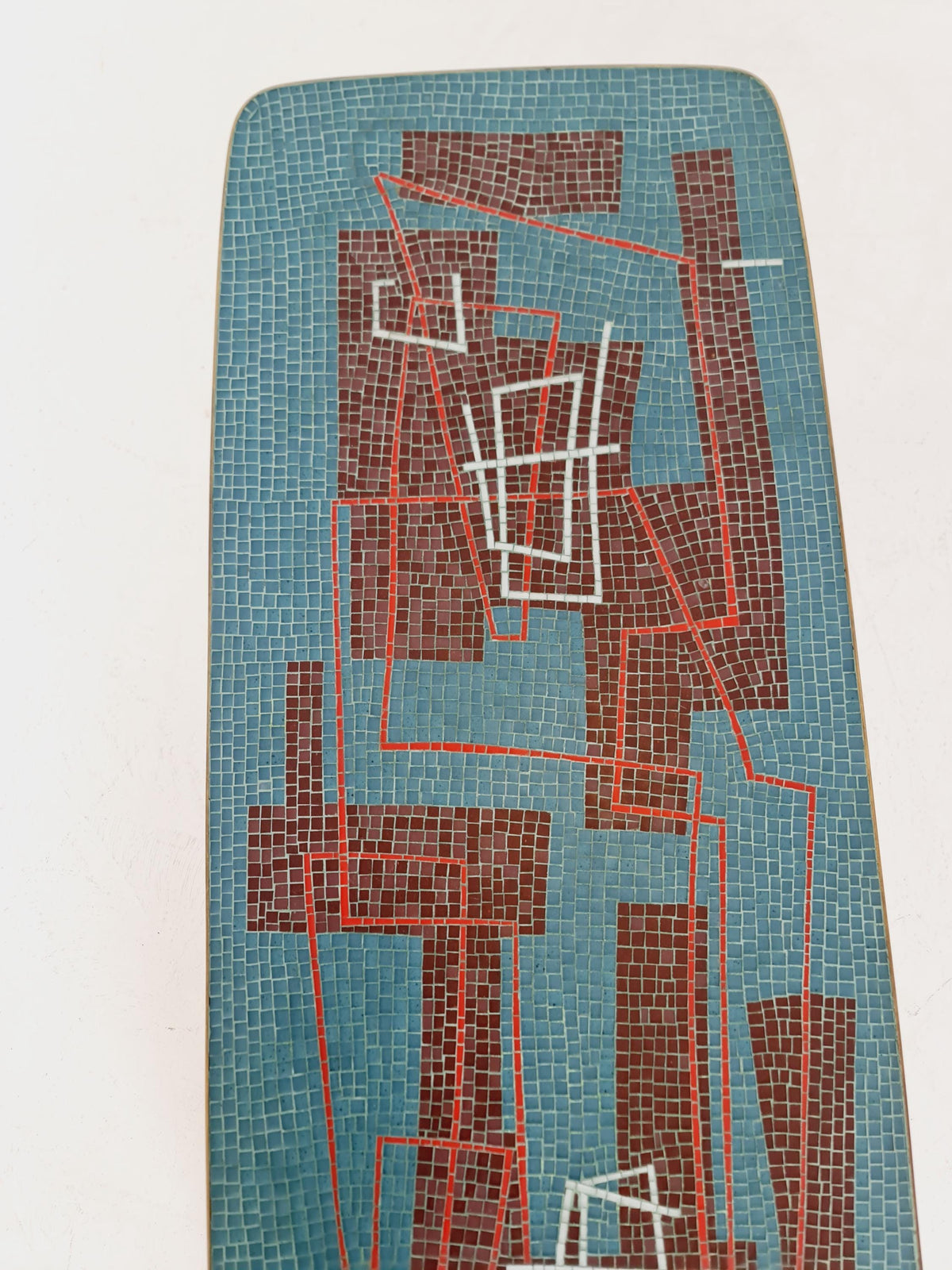 Unique mosaic & solid brass coffee table by Berthold Muller, 1950s