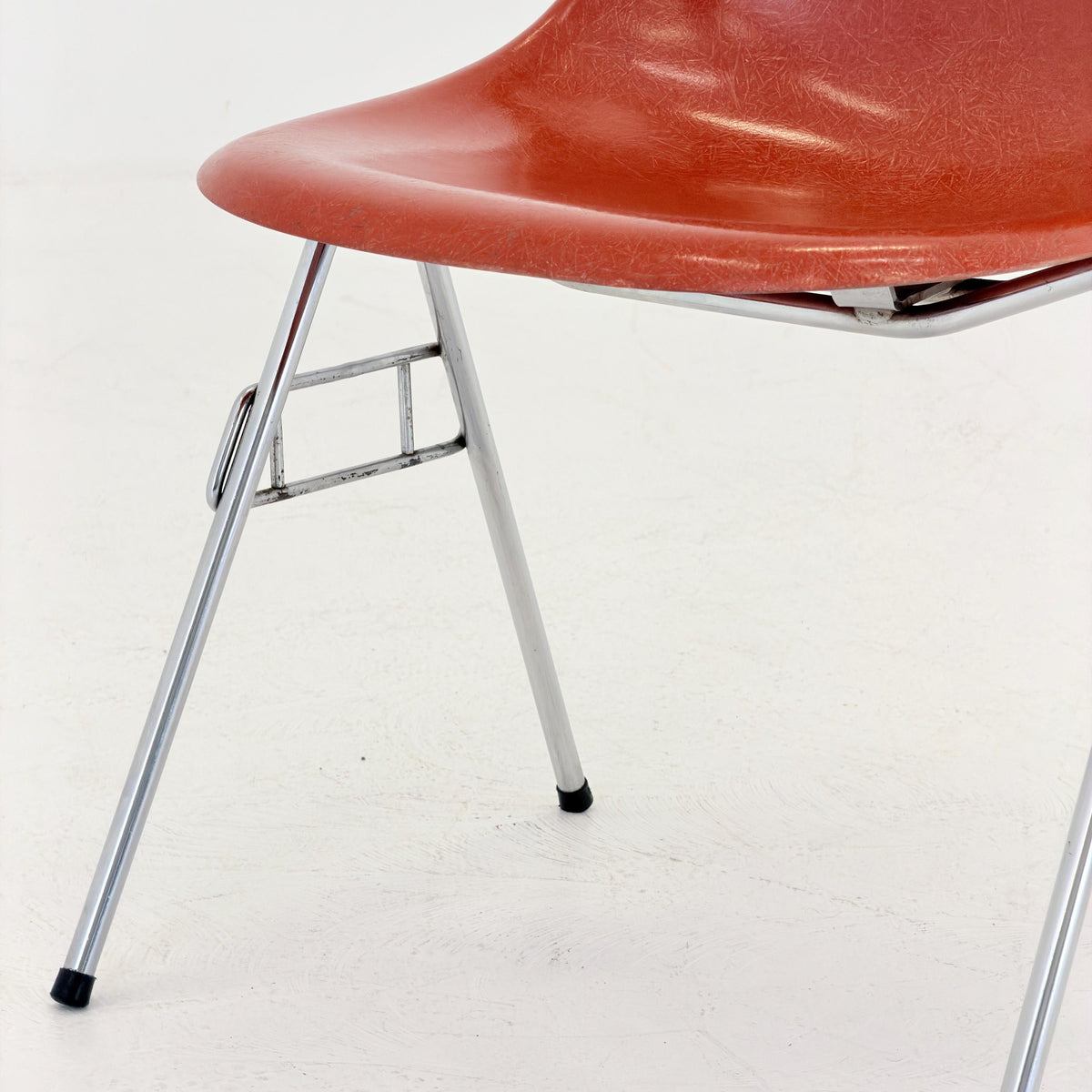 Set of 4 Original Herman Miller Eames DSS Fiberglass Chairs, Coral Orange, 1970s