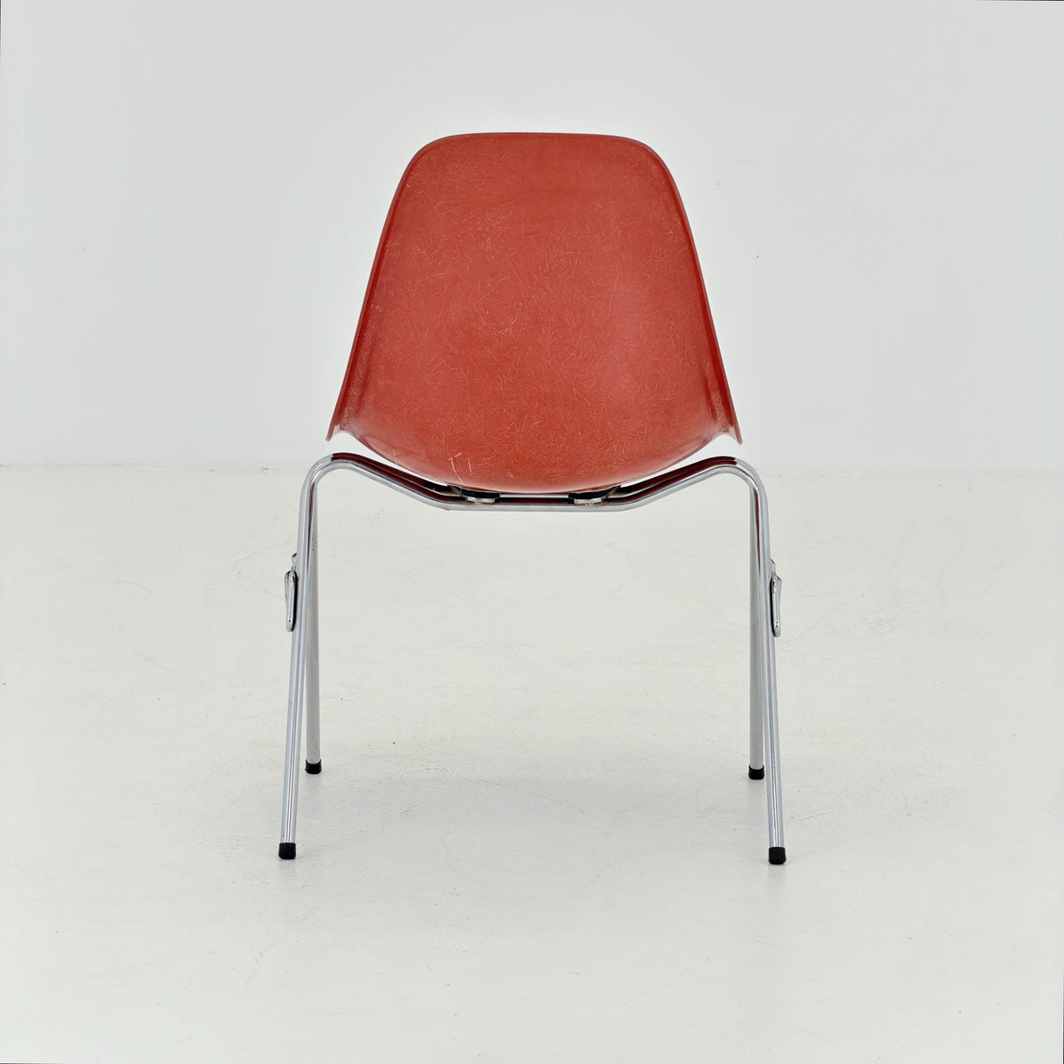 Set of 4 Original Herman Miller Eames DSS Fiberglass Chairs, Coral Orange, 1970s