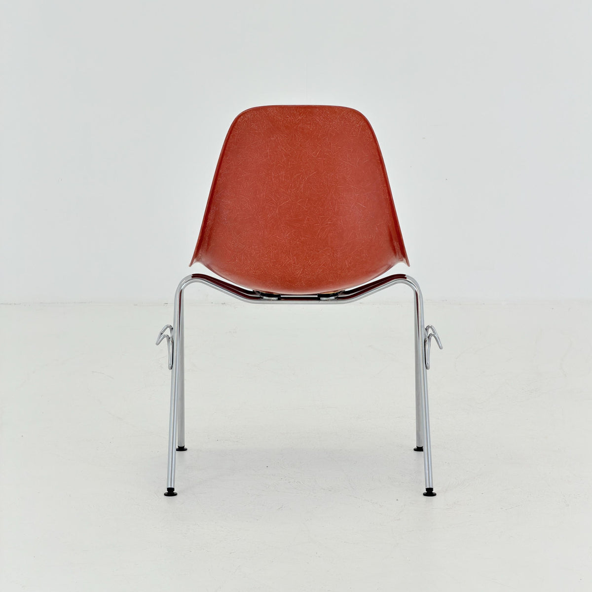 Set of 4 Original Herman Miller Eames DSS Fiberglass Chairs, Coral Orange, 1970s