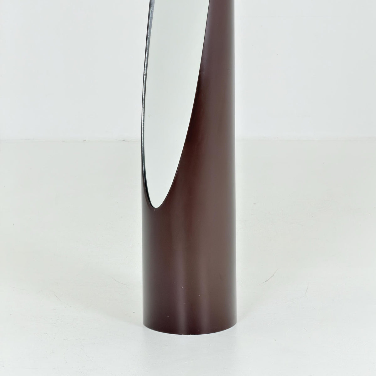 Rare Roger Lecal Style Lipstick Floor Mirror, Brown Enamel Fiberglass, French Postmodern Design, 1980s