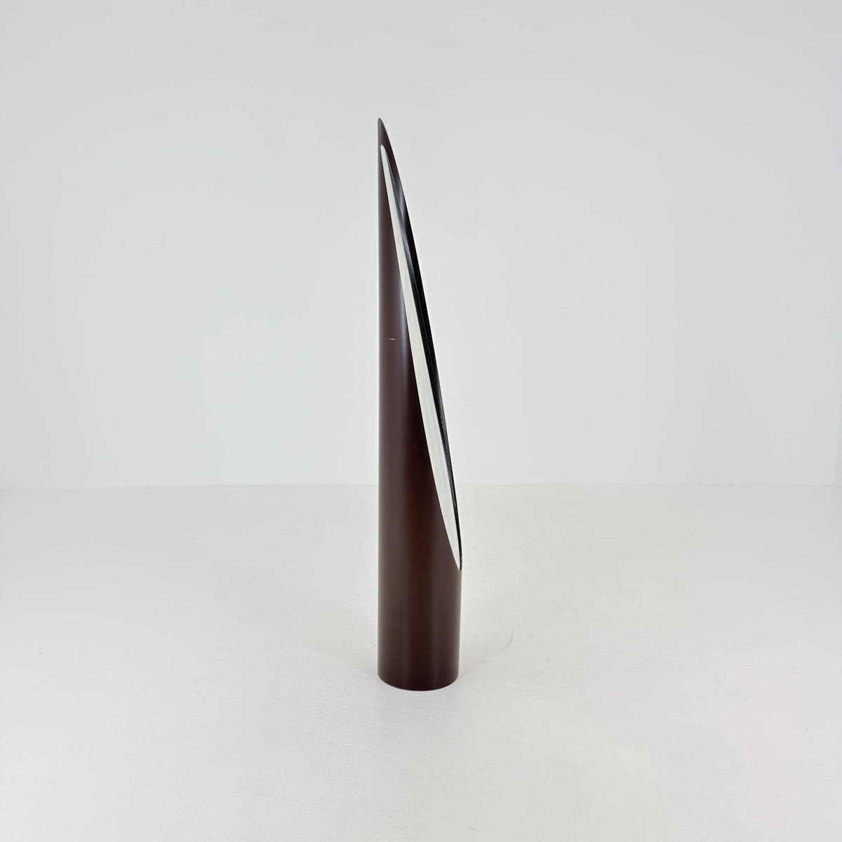 Rare Roger Lecal Style Lipstick Floor Mirror, Brown Enamel Fiberglass, French Postmodern Design, 1980s