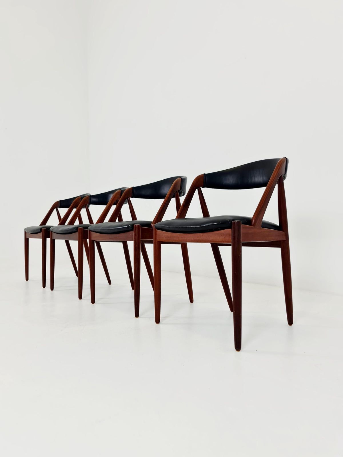Vintage Danish solid teak dining chairs By Kai Kristiansen for Schou Andersen , 1960s, Set of 4